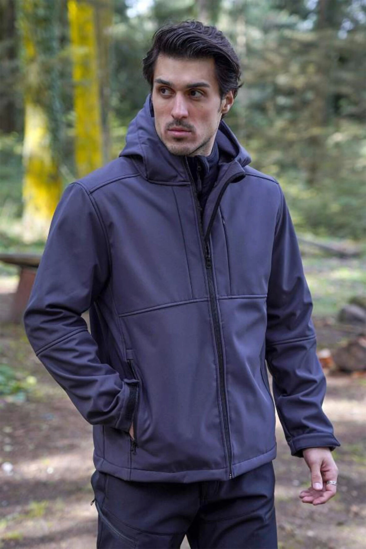 Fiyort FY 350 Flam2 Softshell Mont Su ve Rüzgar Geçirmez Outdoor Günlük Erkek Kapüşonlu Mont
