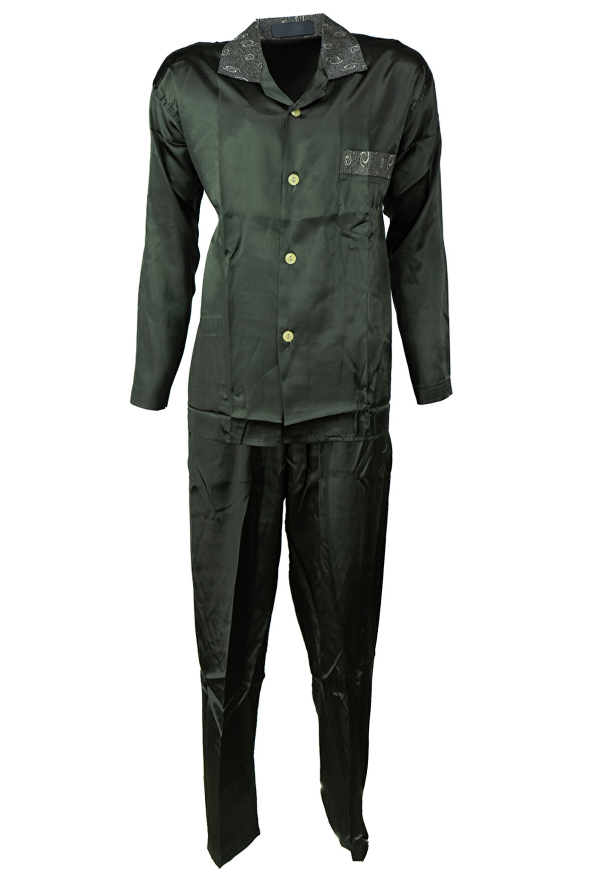 Oppland Erkek Şık Klasik Model Pijama Takımı Premium Saten Kumaş Fermo Model Cepli Tam Kalıp