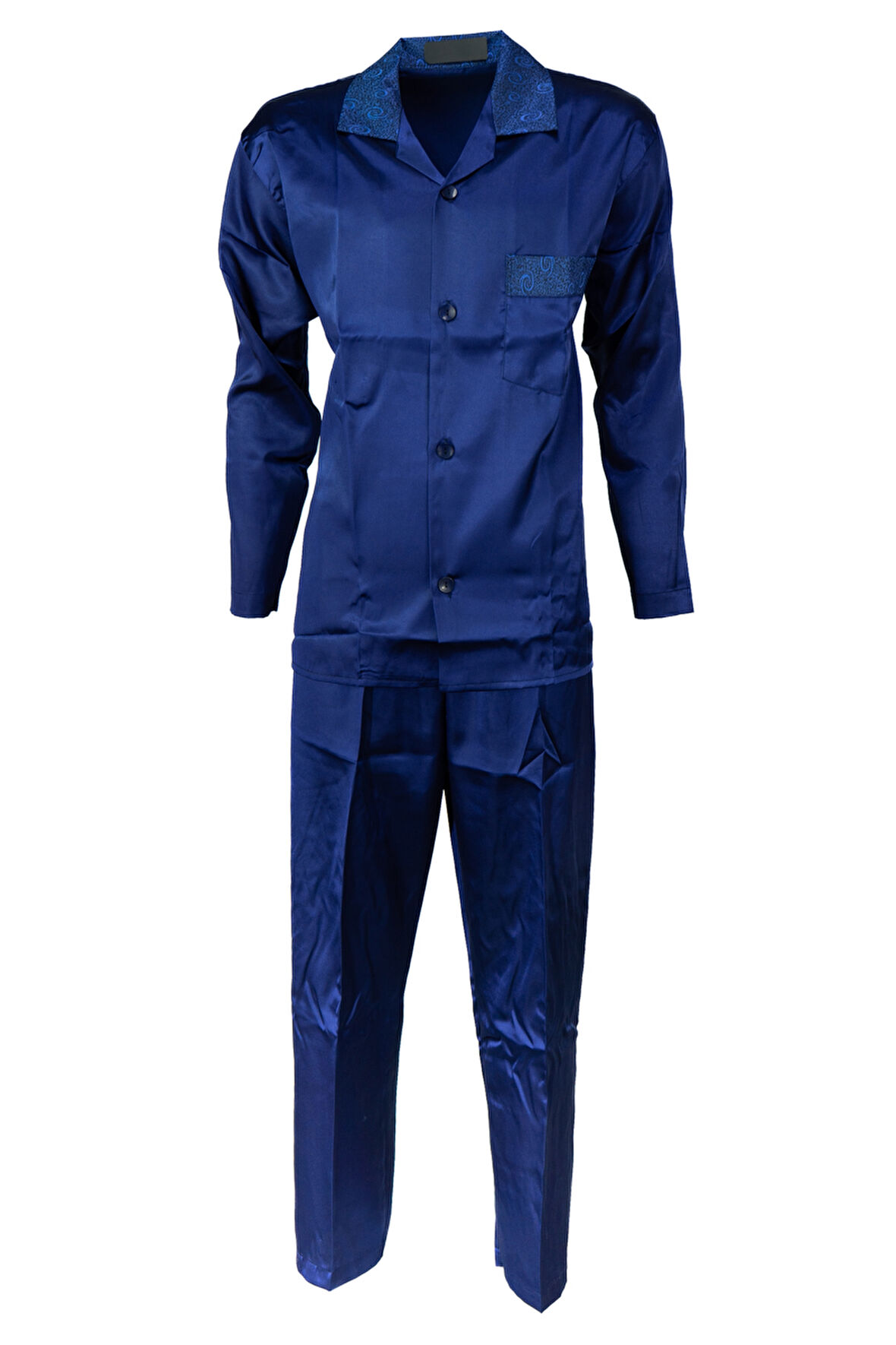 Oppland Erkek Şık Klasik Model Pijama Takımı Premium Saten Kumaş Fermo Model Cepli Tam Kalıp