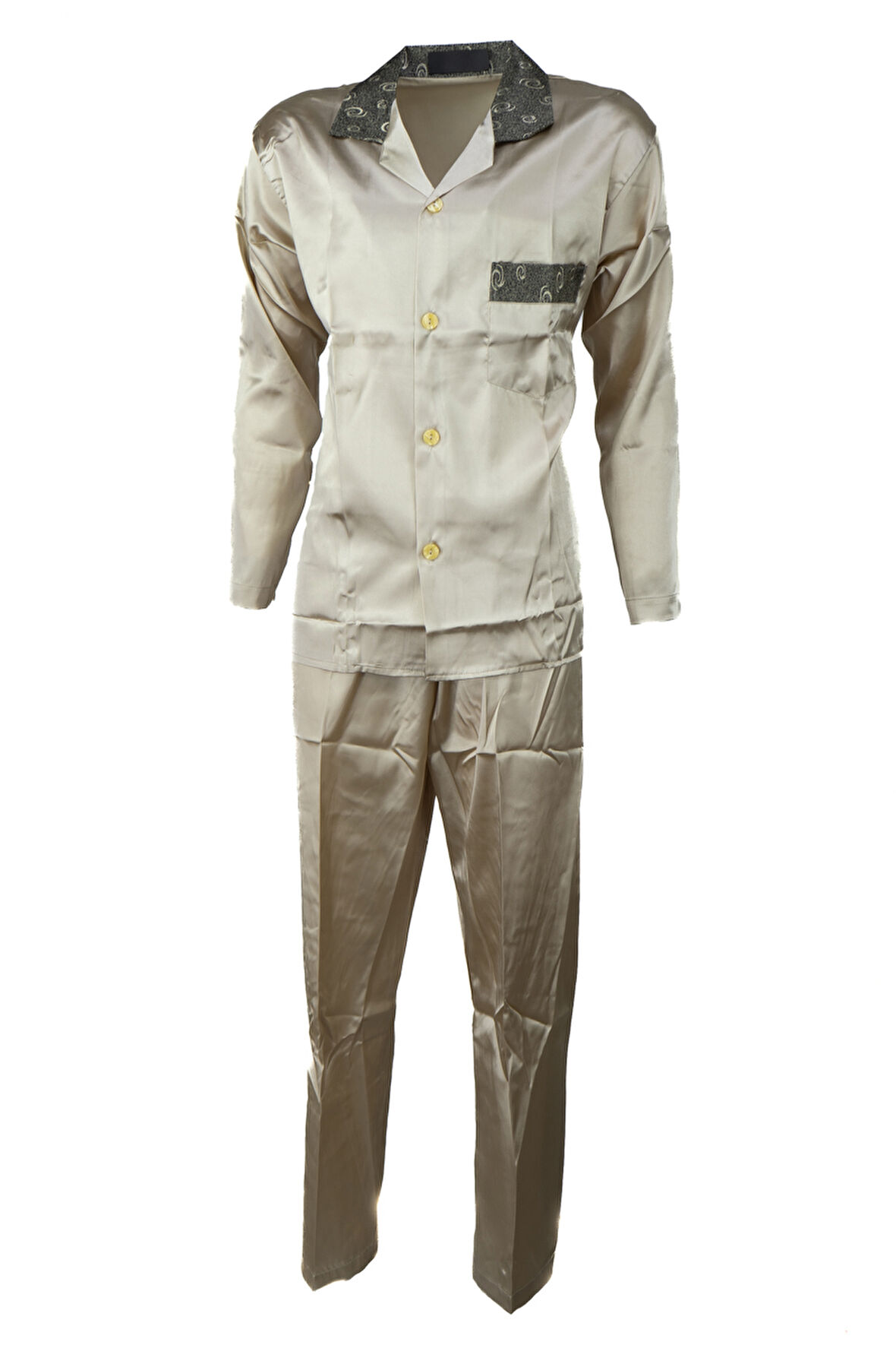 Oppland Erkek Şık Klasik Model Pijama Takımı Premium Saten Kumaş Fermo Model Cepli Tam Kalıp