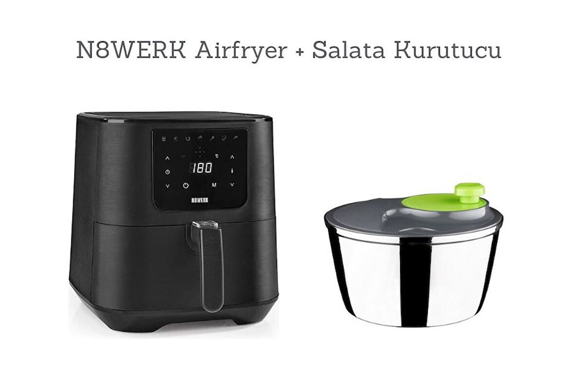 N8Werk 5.5 lt Yağsız Airfryer Mat Siyah