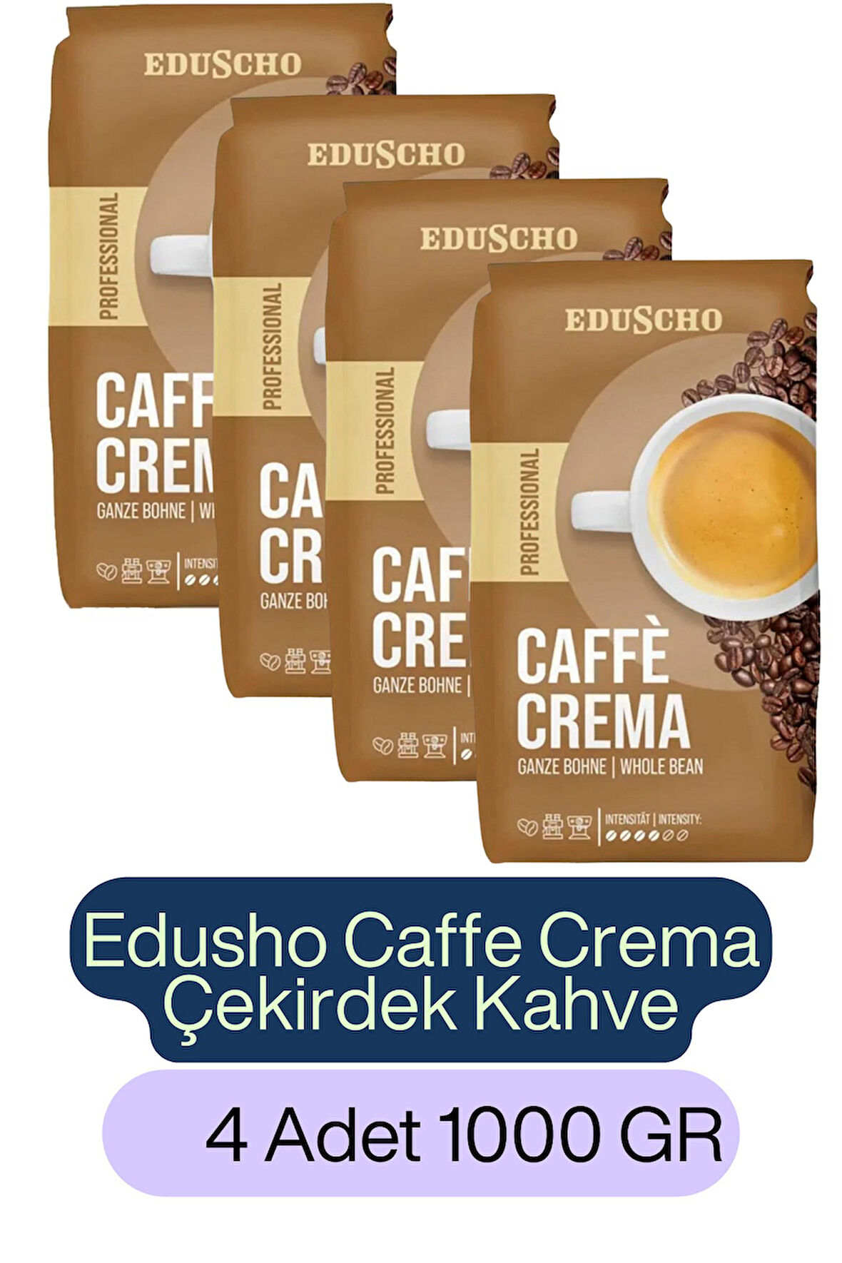EDUSCHO Professional Caffe Crema Çekirdek Kahve 1 KG X 4 ADET