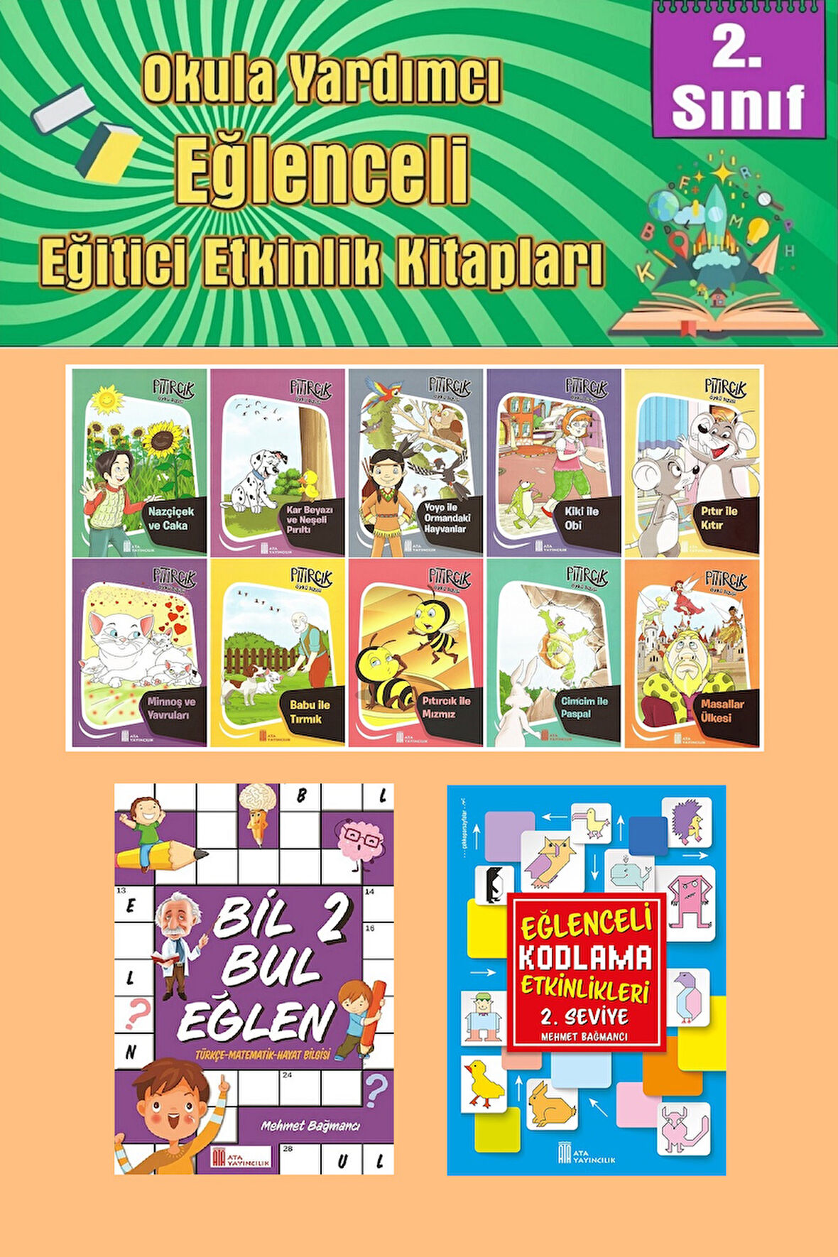 2.Sınıflar İçin Okumayı Sevdiren 10 lu Hikaye Seti -Bil Bul Eğlen-Kodlama 6 (Okulda Evde Tatilde)