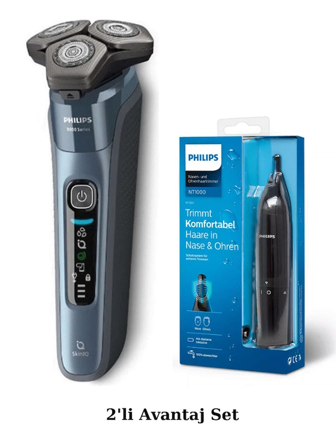 Philips Series 8000 S8692/35 Aquatouch Islak Kuru Tıraş Makinesi + NT1650 Kulak-Burun Tüy Kesme Makinesi Set