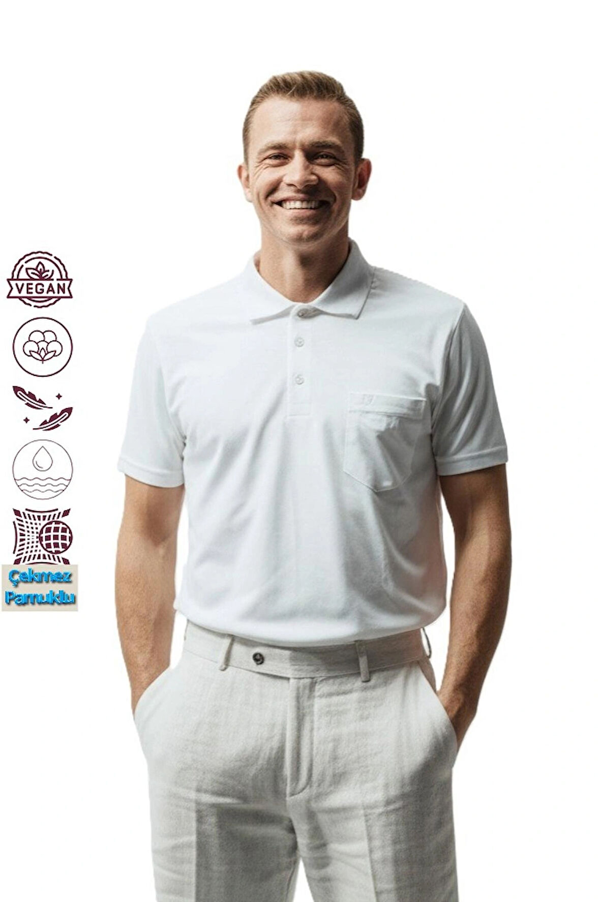 Oppland Erkek Polo Yaka Arma Cepli Kısa Kollu Düz Renk Normal Kesim Premium Pamuklu Kumaş T-Shirt