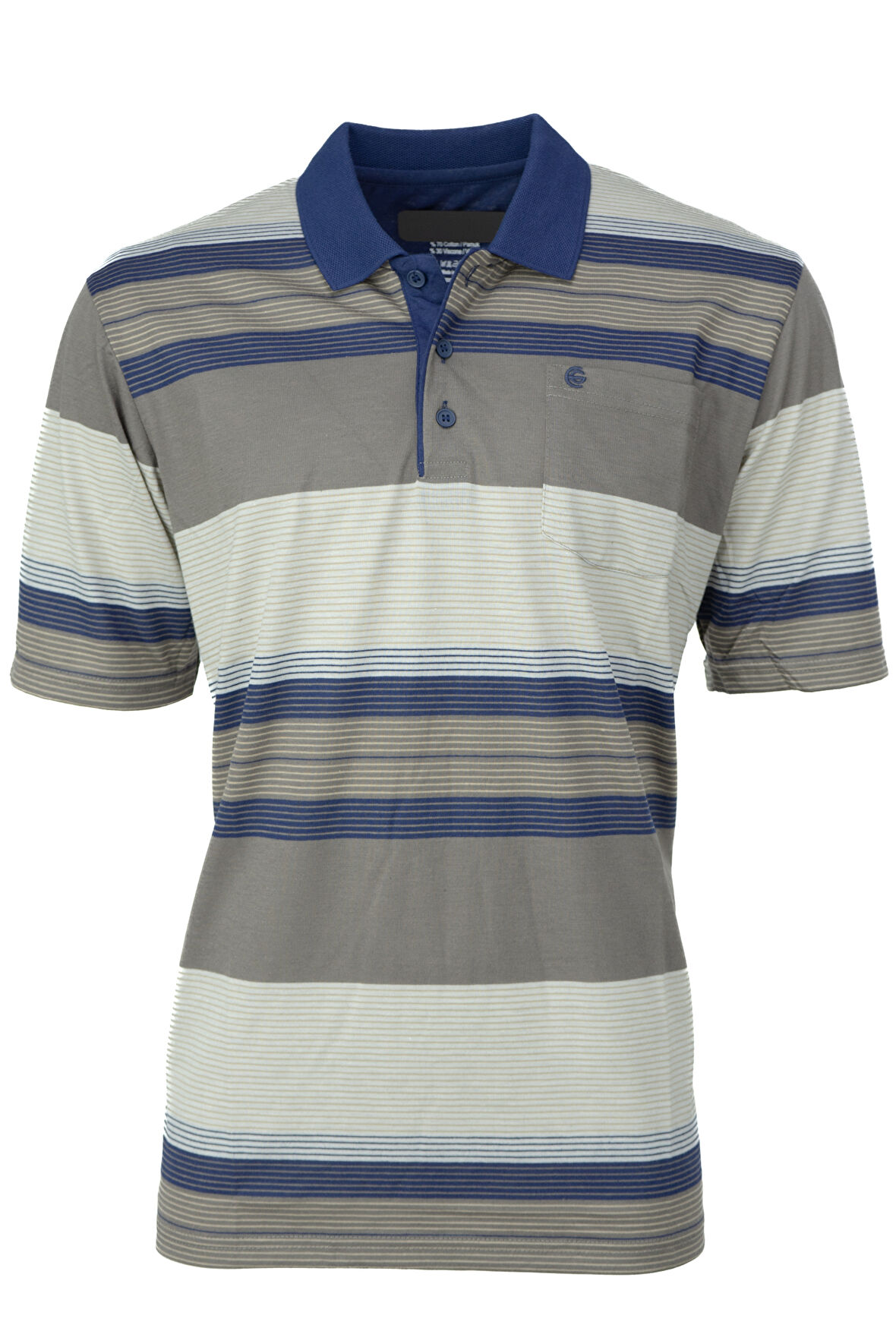 Oppland Erkek Pamuklu Ringelli Kumaş T-Shirt Polo Yaka Cepli Kısa Kol Şık Çizgi Desenli Tam Kalıp