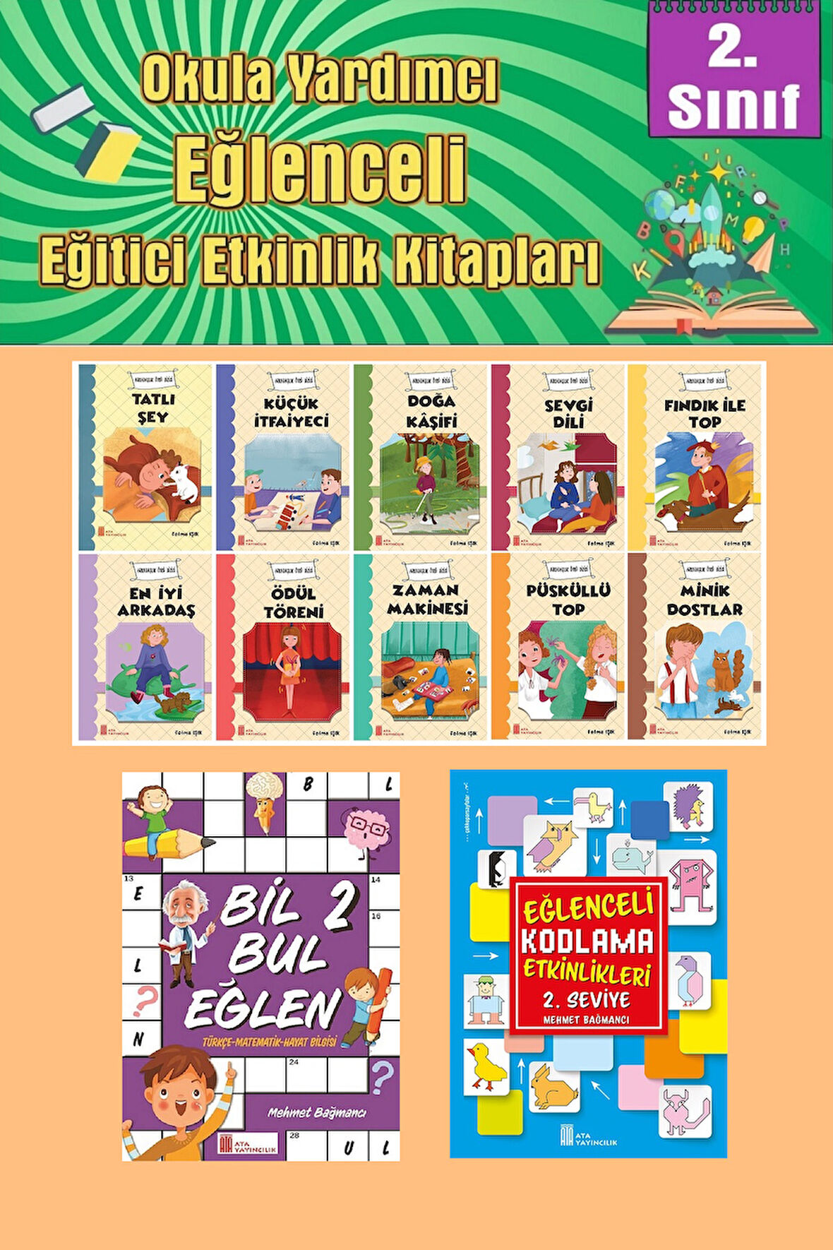 2.Sınıflar İçin Okumayı Sevdiren 10 lu Hikaye Seti -Bil Bul Eğlen-Kodlama 7 (Okulda Evde Tatilde)
