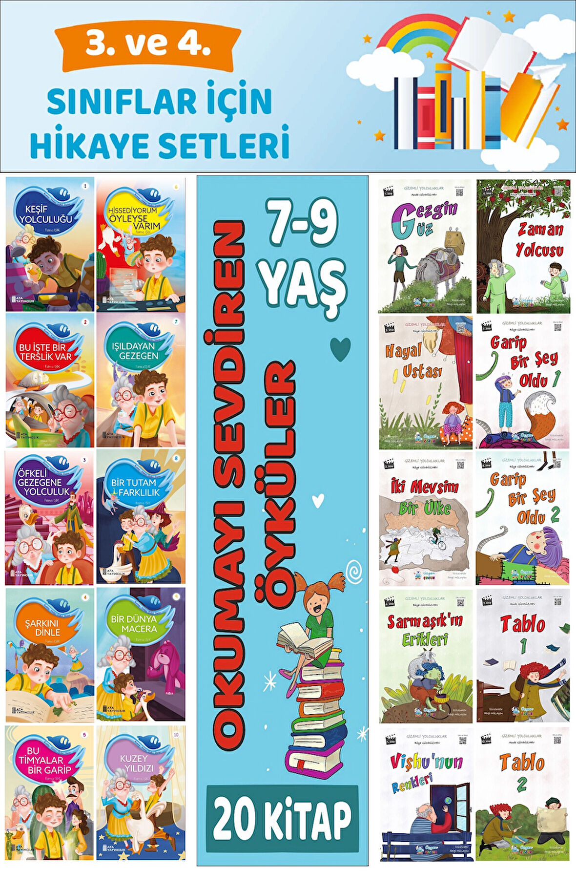 3.ve 4.Sınıflar İçin Okuma Alışkanlığı Kazandıran Mükemmel 20 li  Hikaye Seti 4