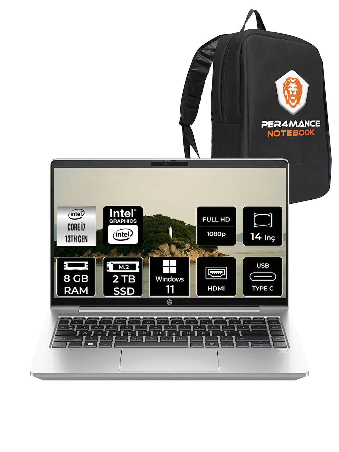 HP ProBook 440 G10 i7-1355U 8GB RAM 2TB SSD 14'' FHD W11PRO Dizüstü Bilgisayar & PER4 ÇANTA