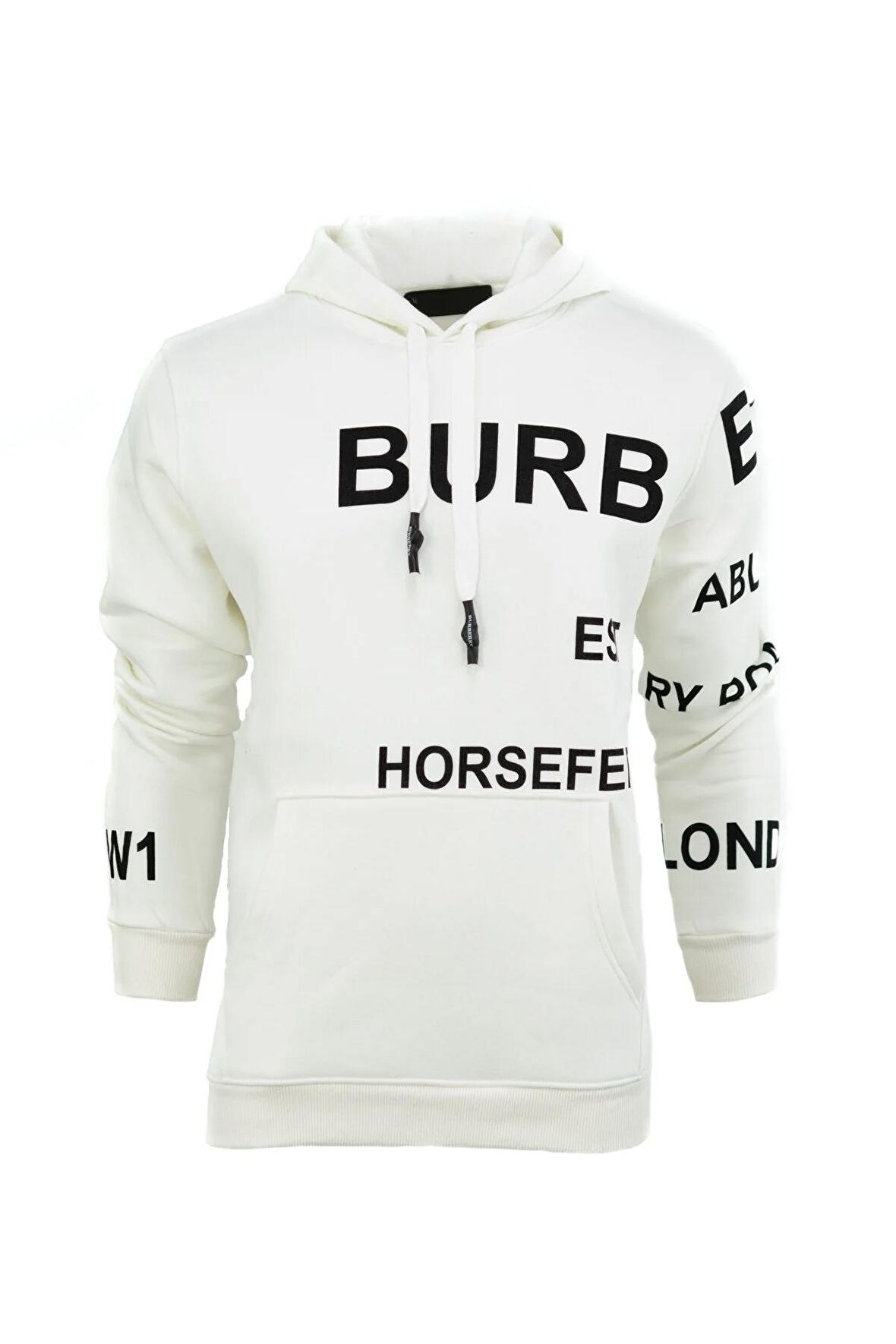Erkek Kışlık Bur Premium Pamuklu Kumaş Üç iplik Kapüşonlu Kanguru Cepli Sweatshirt Logolu