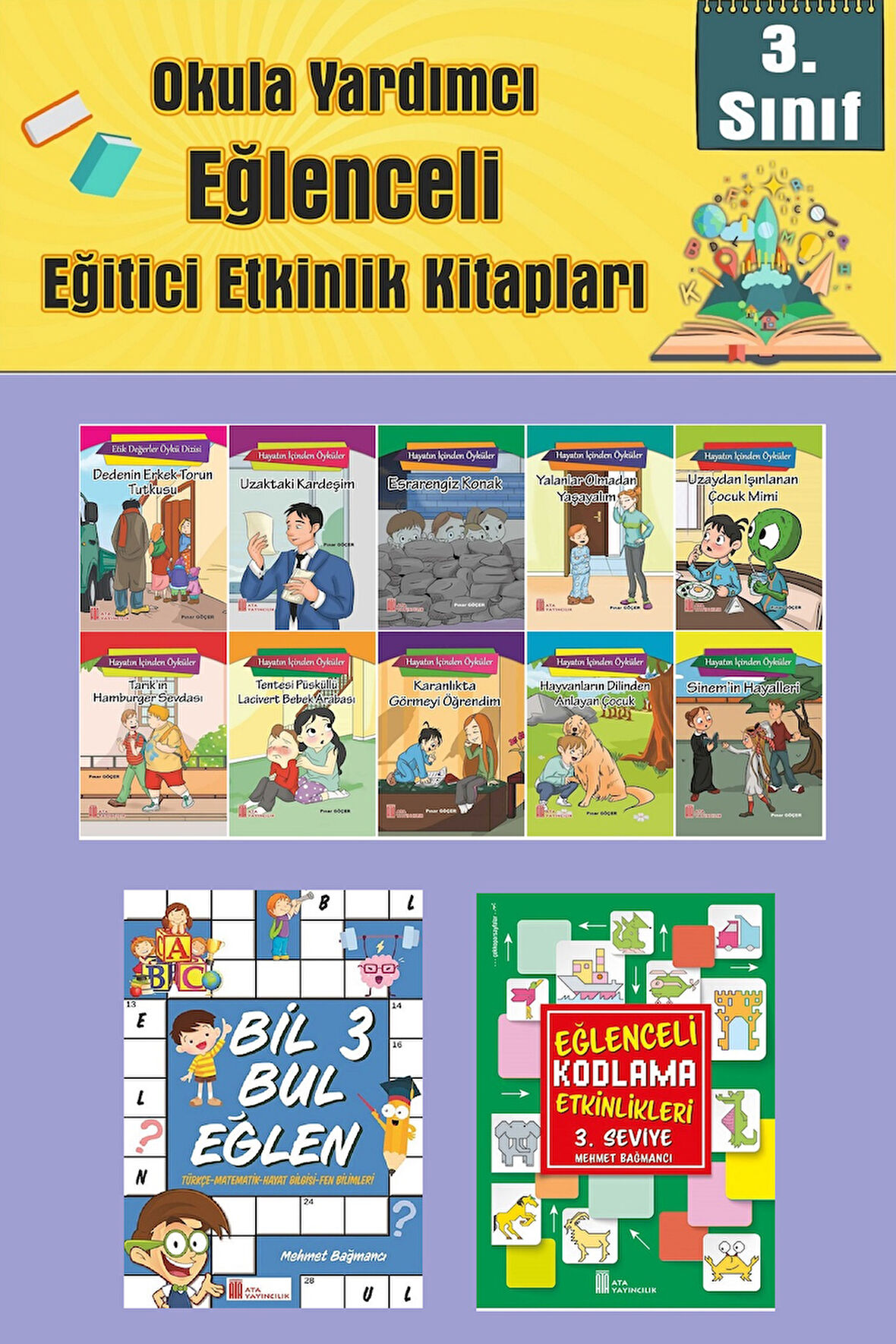 3.Sınıflar İçin Okumayı Sevdiren 10 lu Hikaye Seti -Bil Bul Eğlen-Kodlama 8 (Okulda Evde Tatilde)