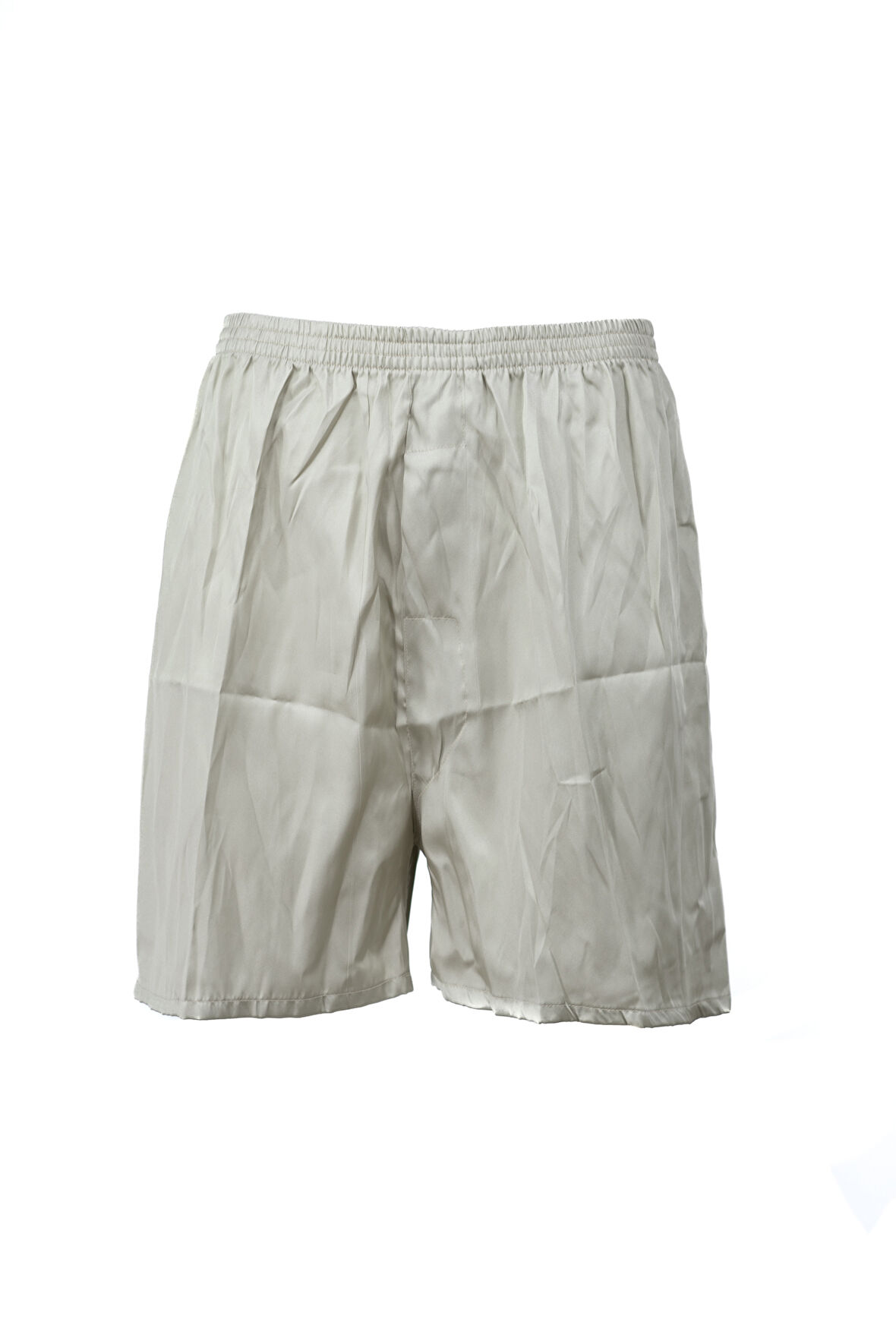 Oppland Erkek Saten Kumaş Şort Düz Renk Beli Lastikli Cepsiz Hafif Kumaş