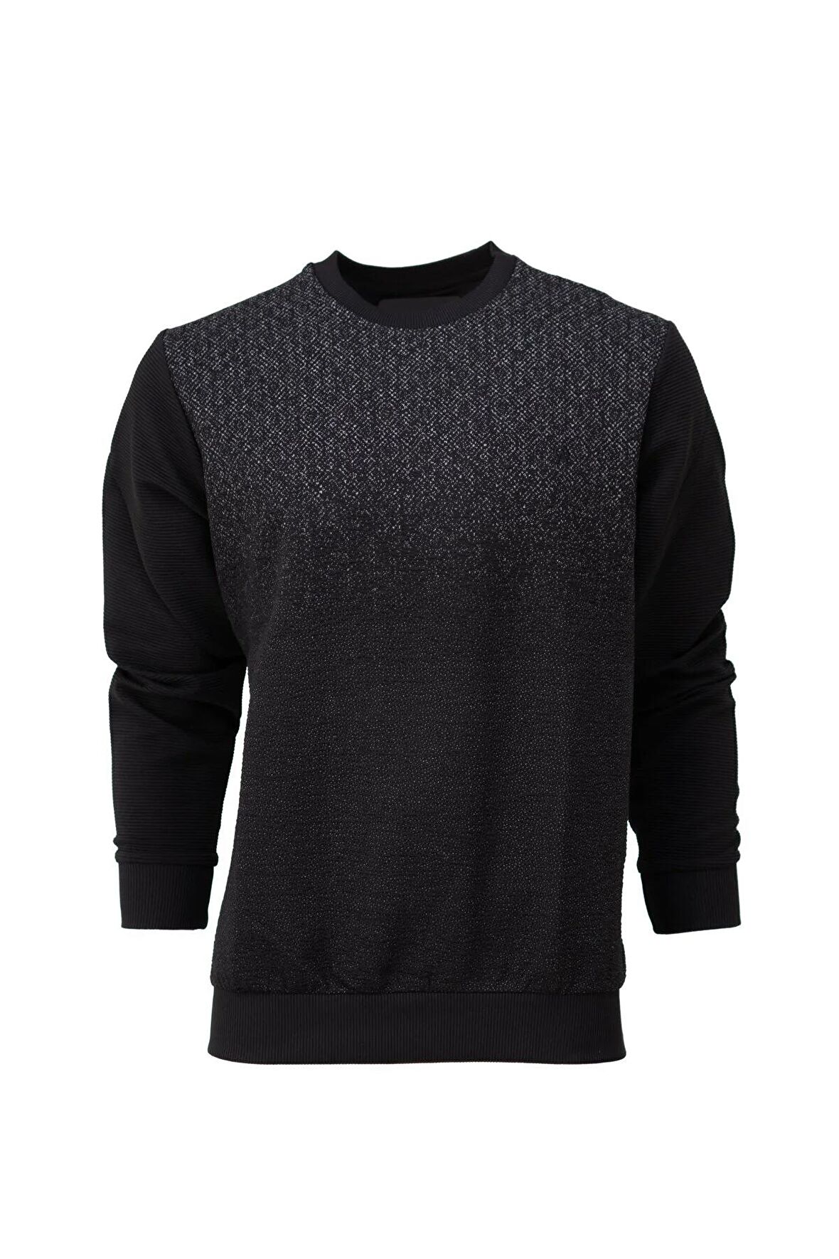 Erkek Mevsimlik Doğal Pamuklu Şık Sweatshirt Bisiklet Yaka Panolu Rahat Kesim Tam Kalıp