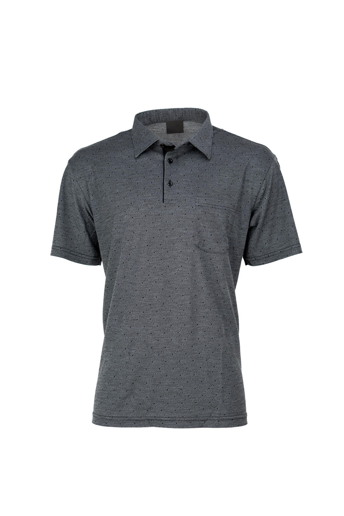 Oppland Erkek Pamuklu Kumaş T-Shirt Düğmeli Gömlek Yaka Cepli Kısa Kollu Şık Nokta Desenli Tam Kalıp
