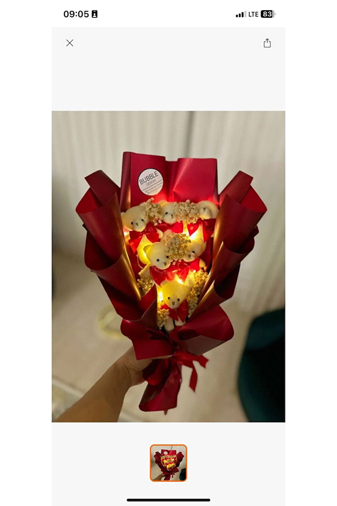 Teddy Bear Kırmızı Ledli Ayıcık Buketi