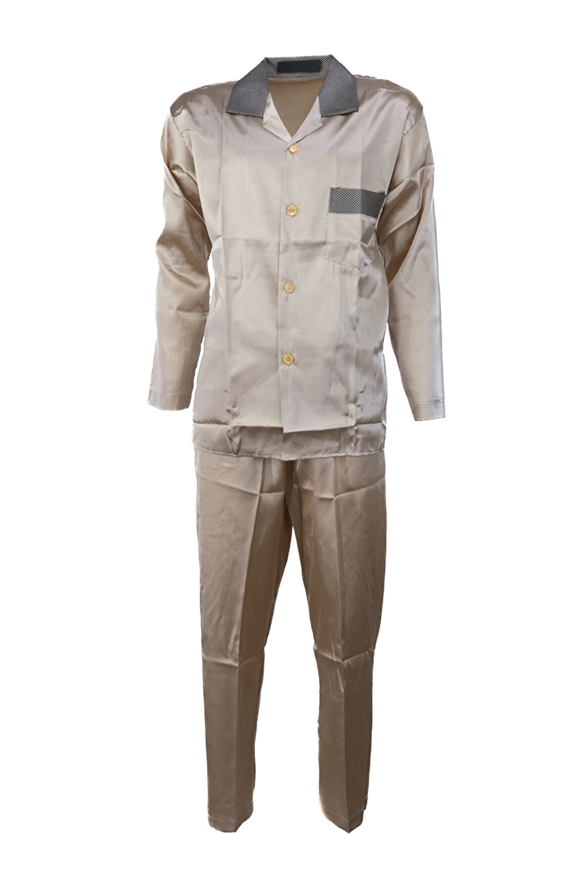 Oppland Erkek Pijama Takımı Şık Klasik Model Premium Lüks Saten Kumaş Voldam Model Cepli Tam Kalıp