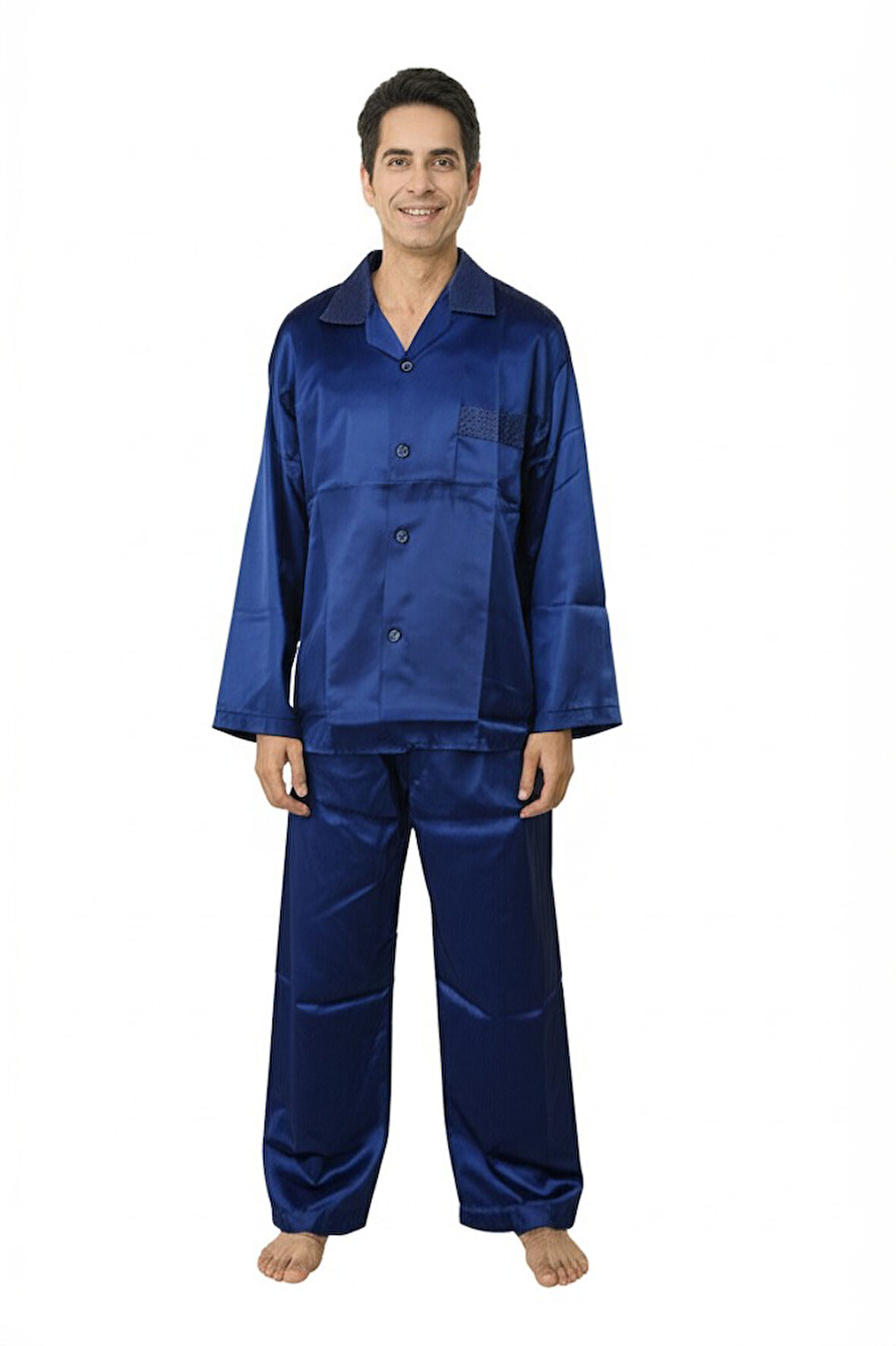 Oppland Erkek Pijama Takımı Saten Kumaş Klasik Model Cepli Rahat Tam Kalıp OPEPT25PIEROMOD87