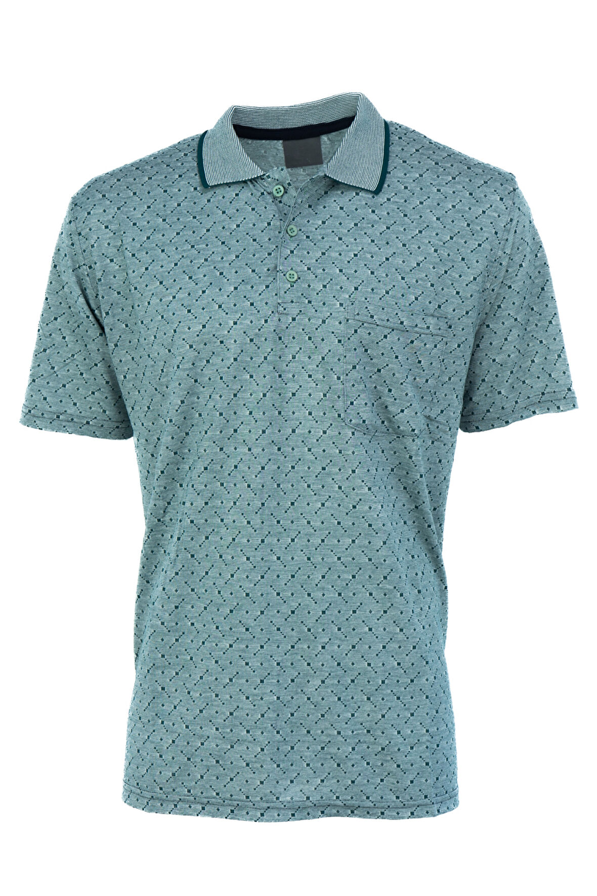 Oppland Erkek T-shirt Yazlık Cepli Kısa Kollu Modern Jakarlı Karelli Model Rahat Kesim Pamuklu Kumaş