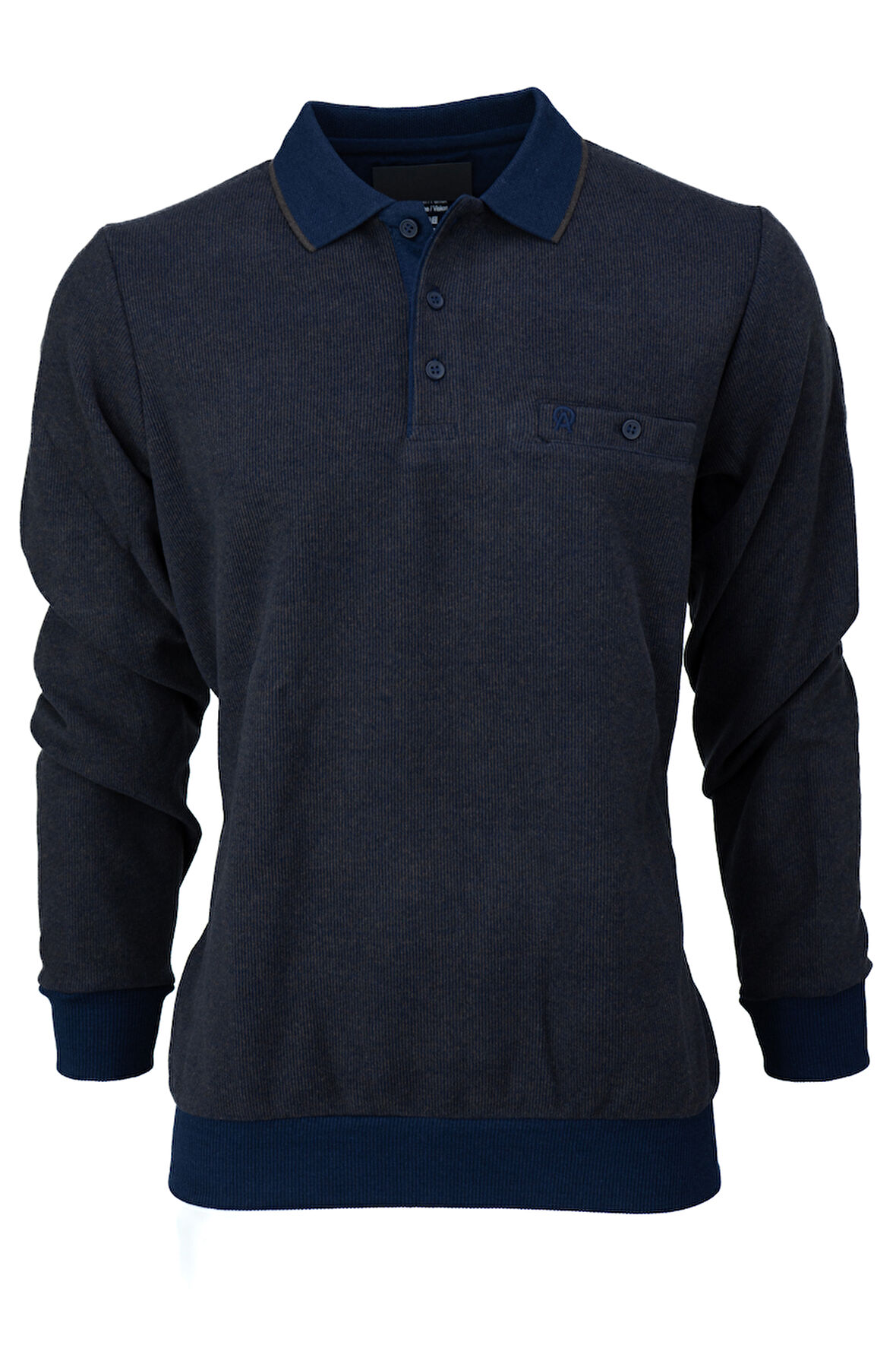 Oppland Erkek Kışlık Kazak Pamuklu Örme Düğmeli Polo Yaka Cepli Uzun Kollu Rennes Desenli Rahat