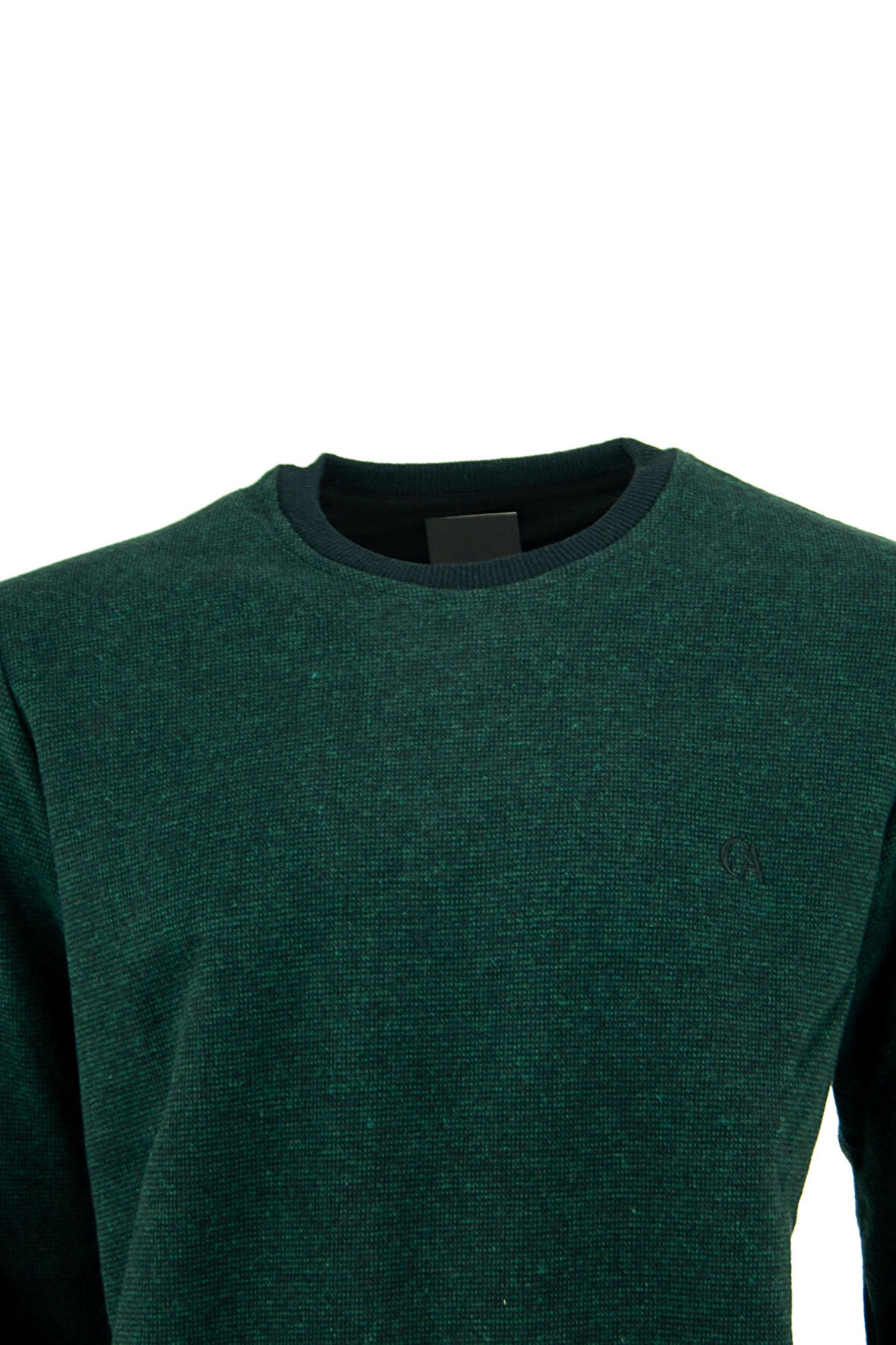 Oppland Erkek Kışlık Düğmeli Bisiklet Yaka Armalı Uzun Kollu Kırçıllı Şardonlu Pamuklu Dokuma Kazak