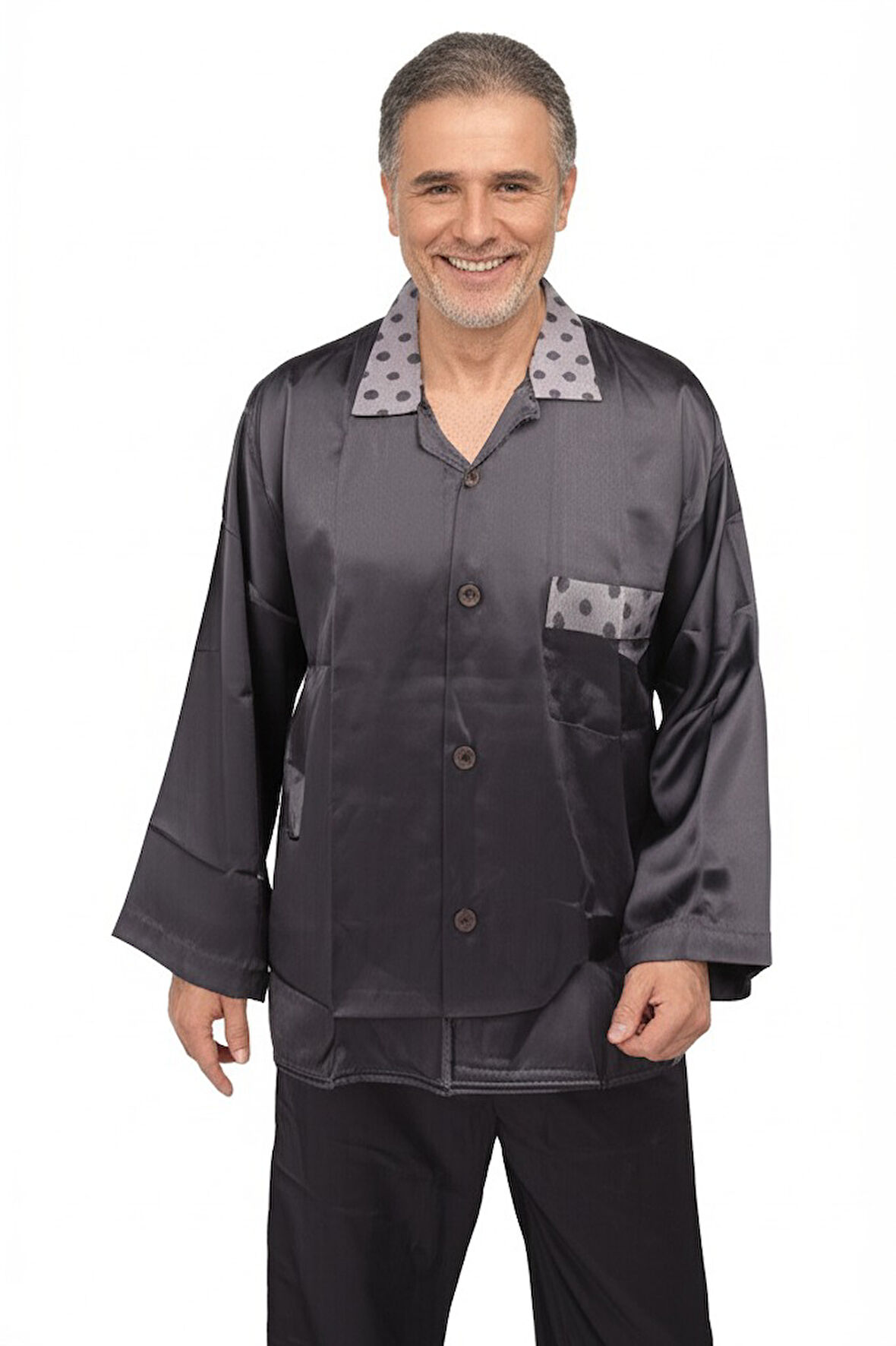 Oppland Erkek Pijama Takımı Saten Kumaş Klasik Model Cepli Rahat Tam Kalıp OPEPT25PIEROMOD89