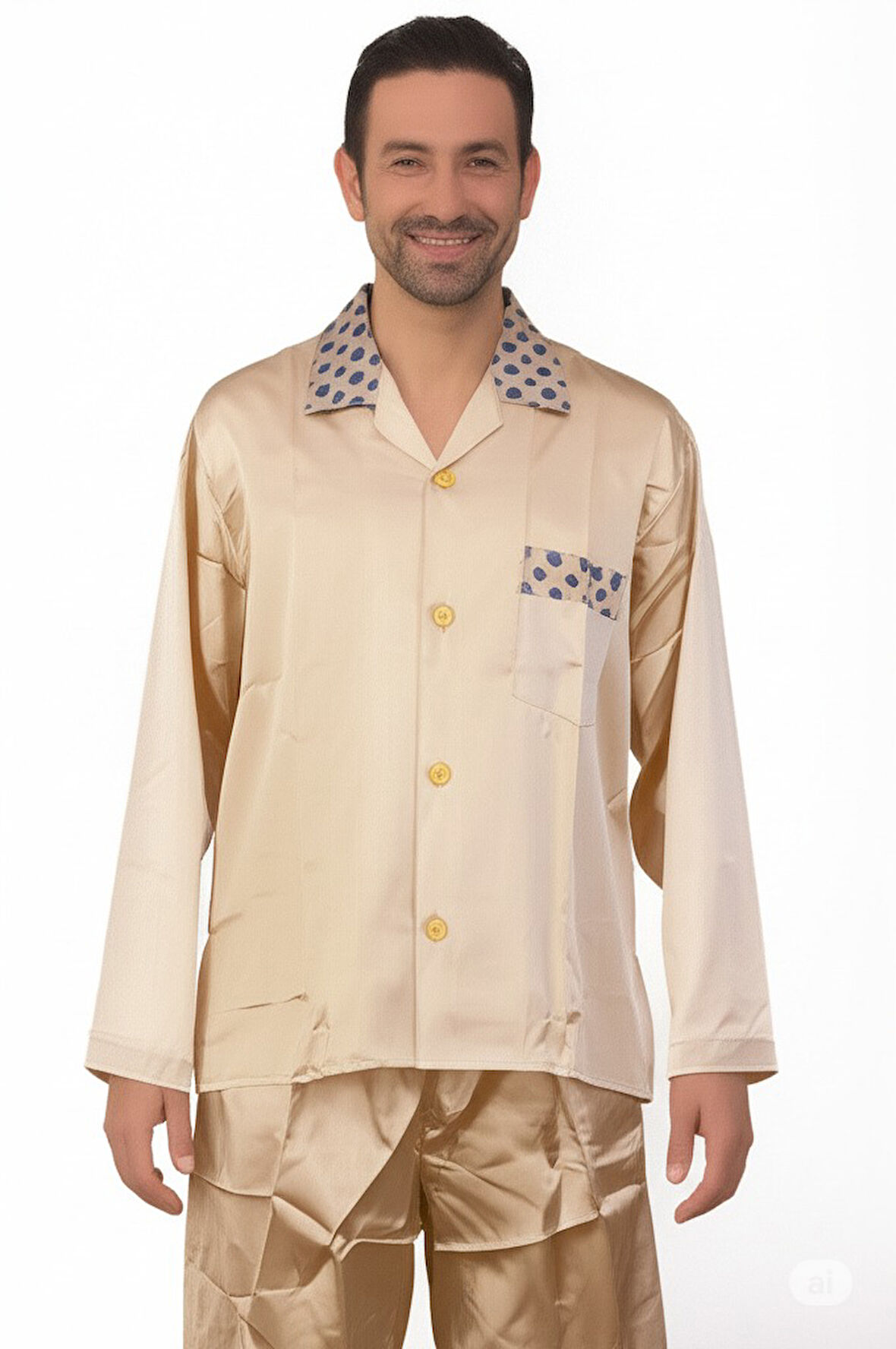 Oppland Erkek Pijama Takımı Saten Kumaş Klasik Model Cepli Rahat Tam Kalıp OPEPT25PIEROMOD89