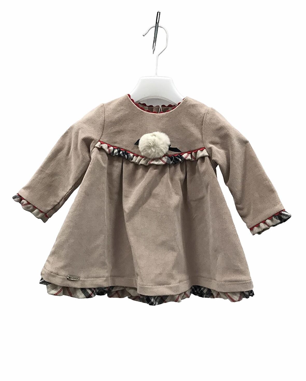 Babydoll Elbise Babydola Kahverengi ponpon