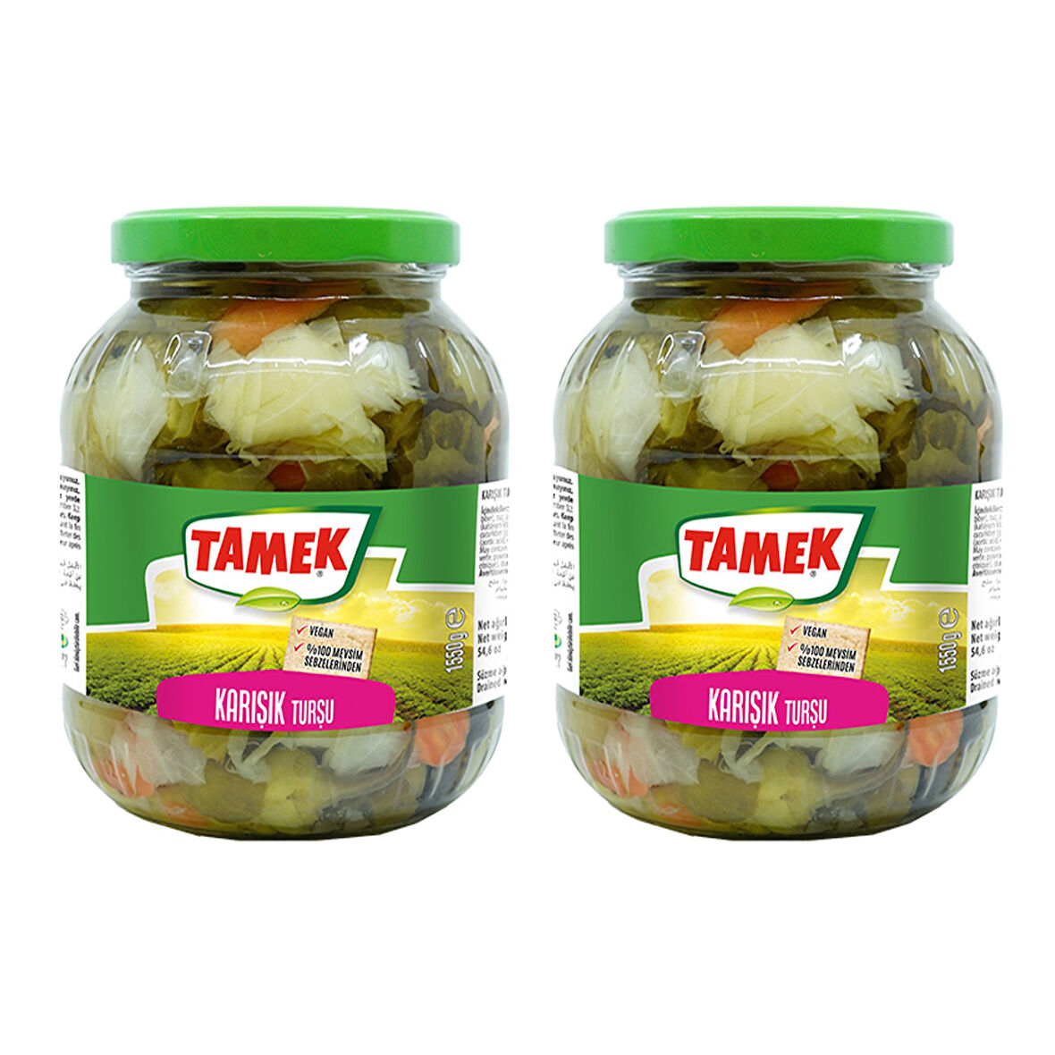 Tamek Karışık Turşu 1550 gr Cam x 2 Adet