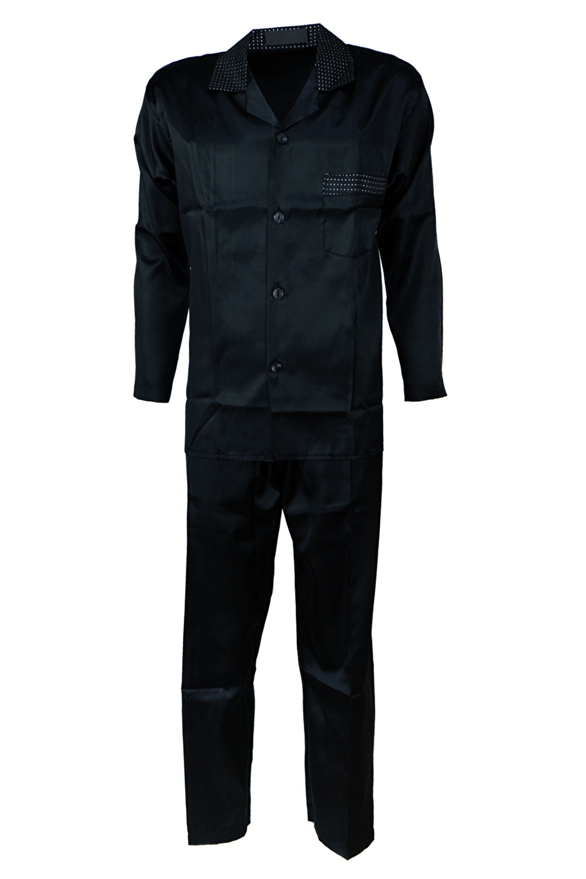 Oppland Erkek Şık Klasik Model Pijama Takımı Premium Saten Kumaş Kuvartz Model Cepli Tam Kalıp