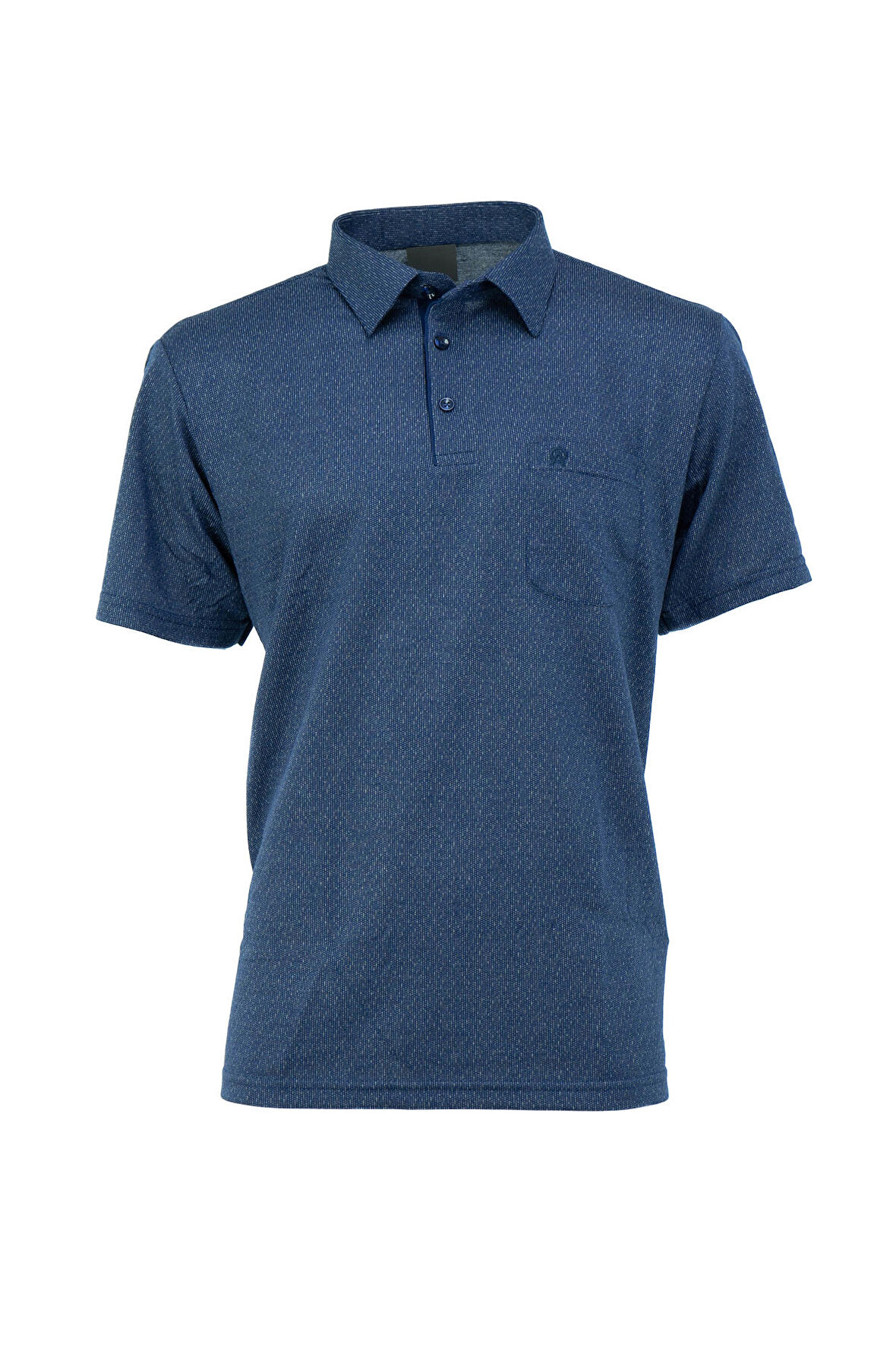 Oppland Erkek Gömlek Yaka Desenli Cepli Kısa Kollu Normal Kesim Premium Pamuklu Kumaş T-shirt