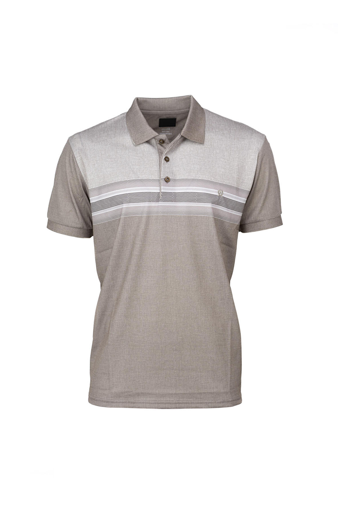 Oppland Erkek Pamuklu Merserize Kumaş T-Shirt Cepsiz Polo Yaka Kısa Kollu Çizgi Desenli Tam Kalıp