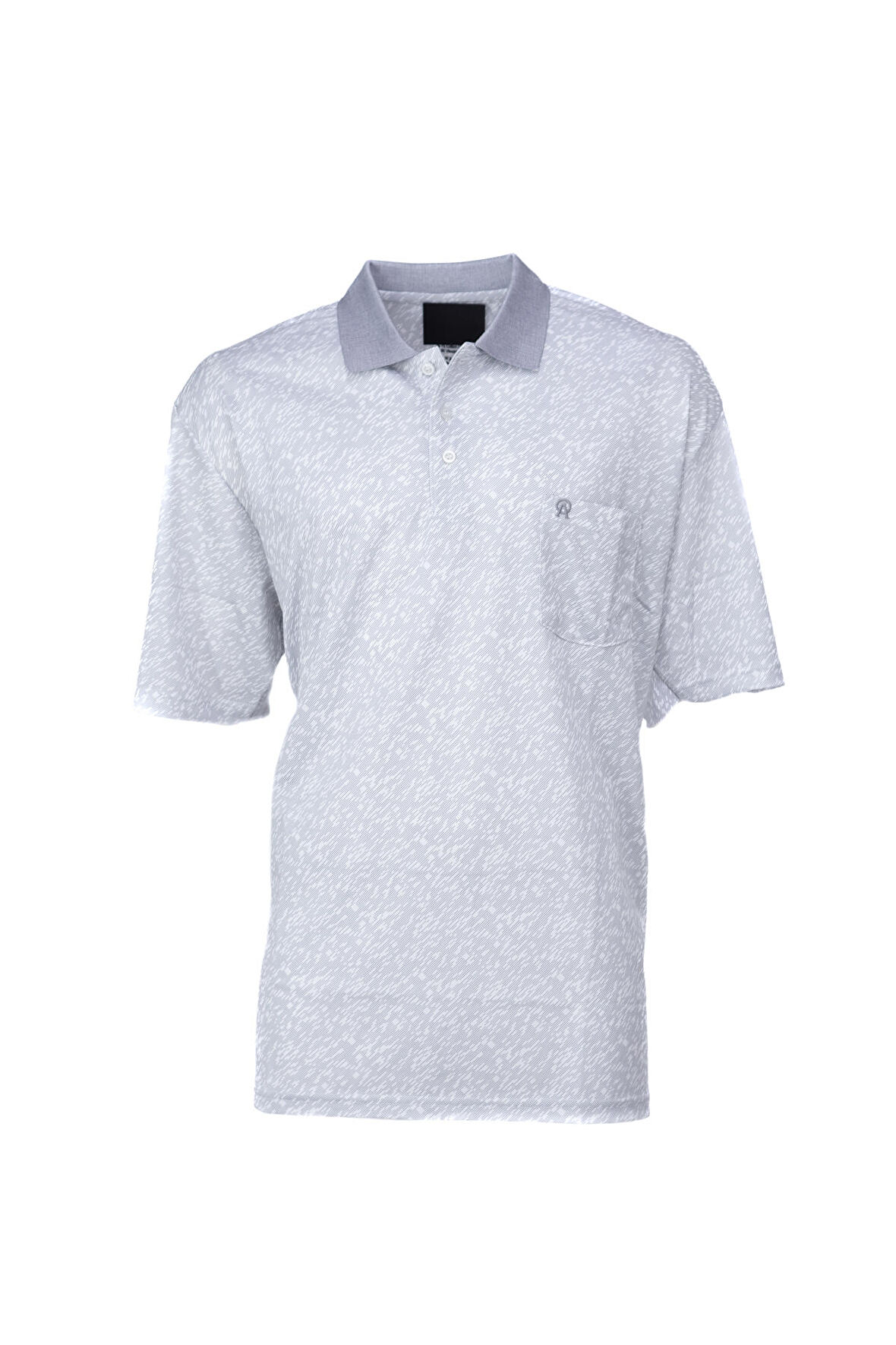 Oppland Erkek Pamuklu Merserize Kumaş T-Shirt Polo Yaka Kısa Kollu Bulut Desenli Tam Kalıp
