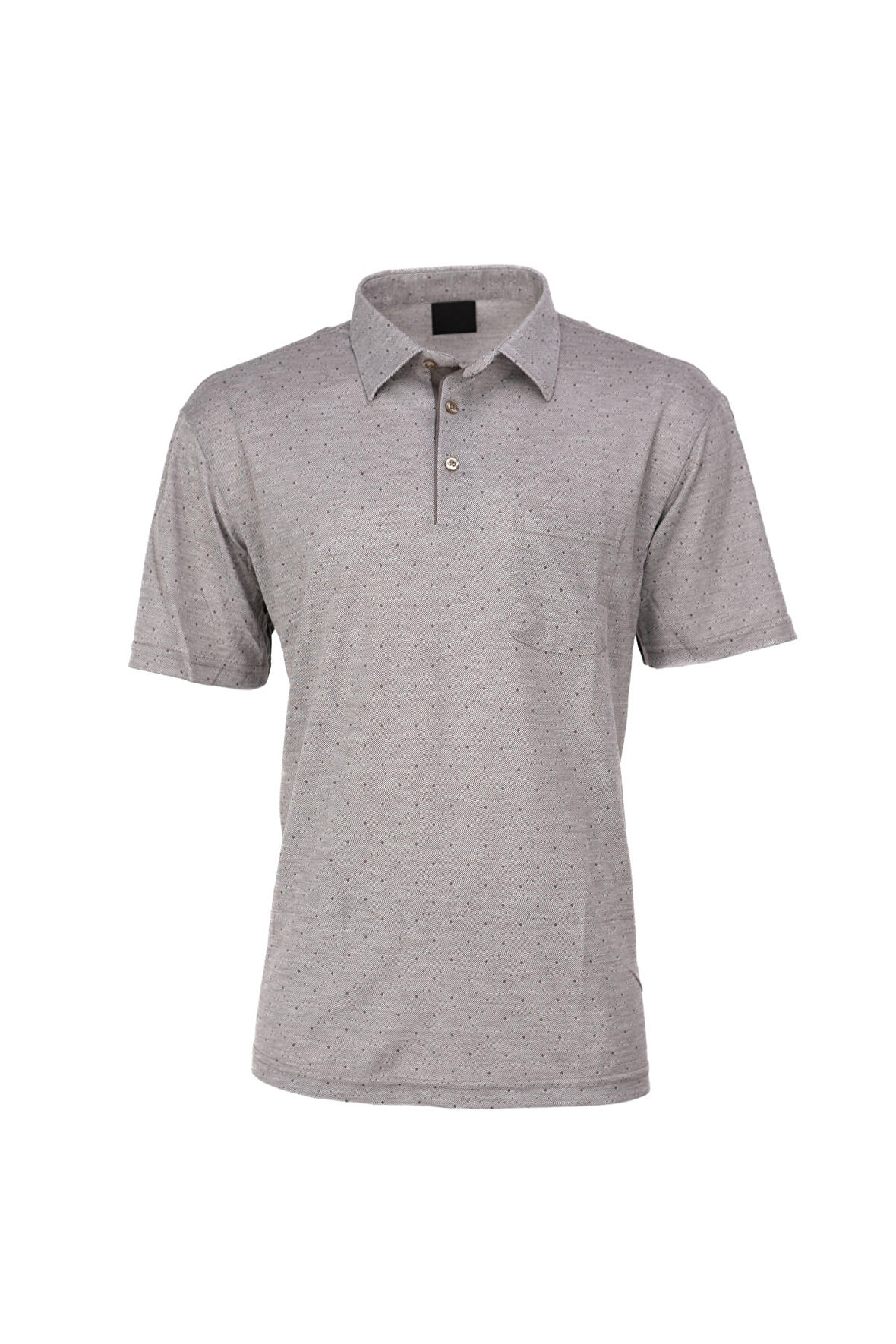 Oppland Erkek Pamuklu Kumaş T-Shirt Düğmeli Gömlek Yaka Cepli Kısa Kollu Şık Nokta Desenli Tam Kalıp