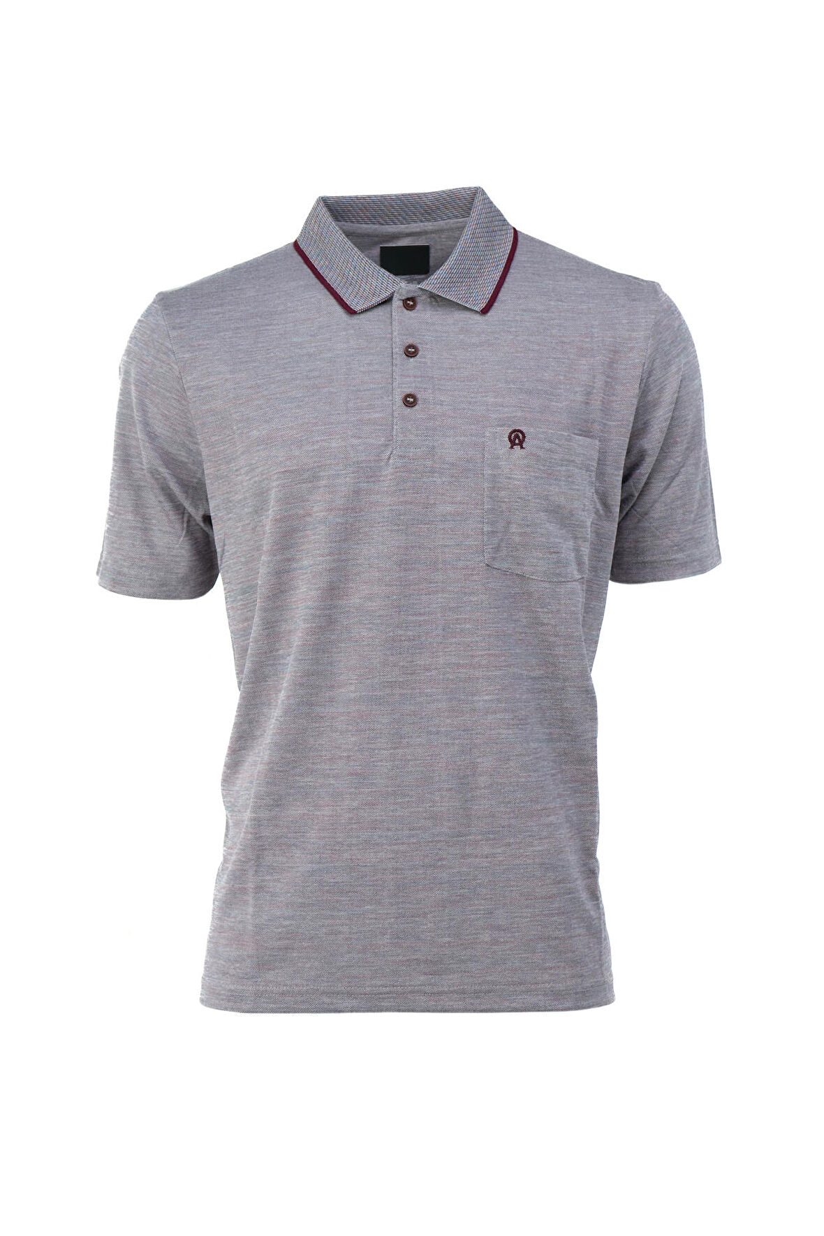 Oppland Erkek Polo Yaka Cepli Kısa Kol Puntolu Kırçıllı Desenli Tam Kalıp Pamuklu Kumaş T-Shirt