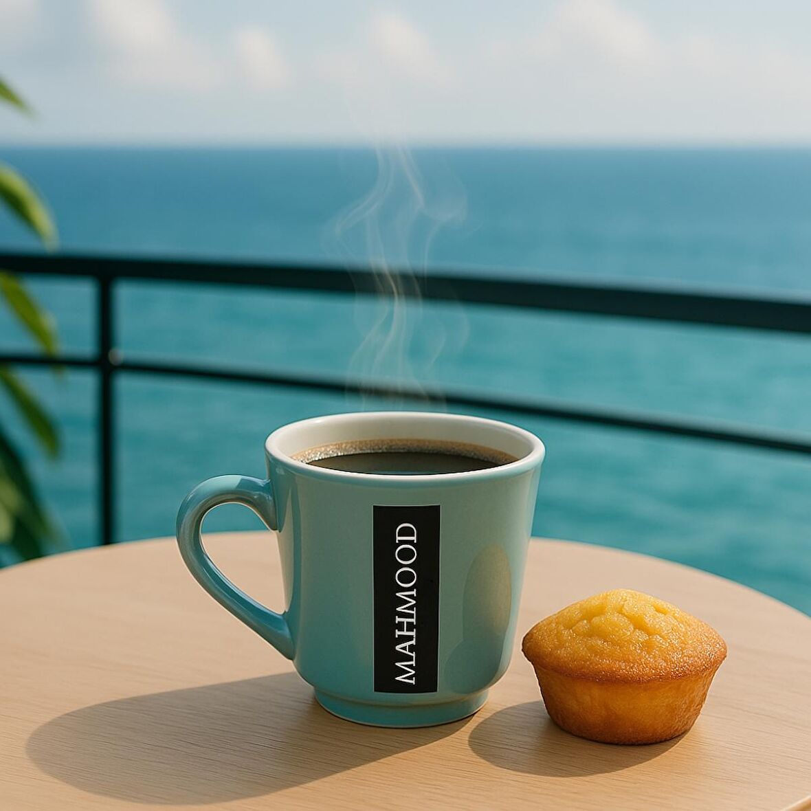 Mahmood Coffee Mottolu Mavi Porselen Kupa 300 ml