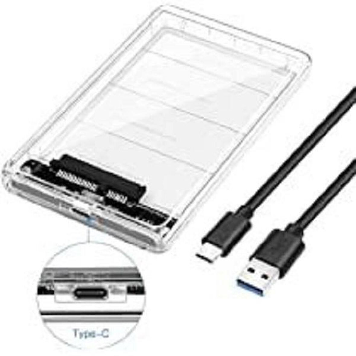 HARDDİSK KUTUSU ŞEFFAF 2.5'' HDD 3.0 TO TYPE-C