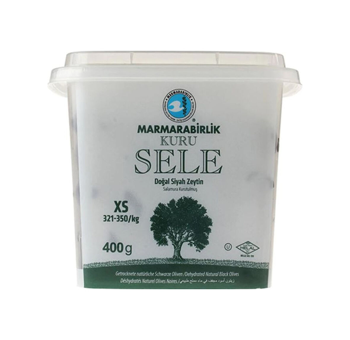 Marmarabirlik Doğal Kuru Sele 321-350 KB XS Siyah Zeytin Kutu 400 G