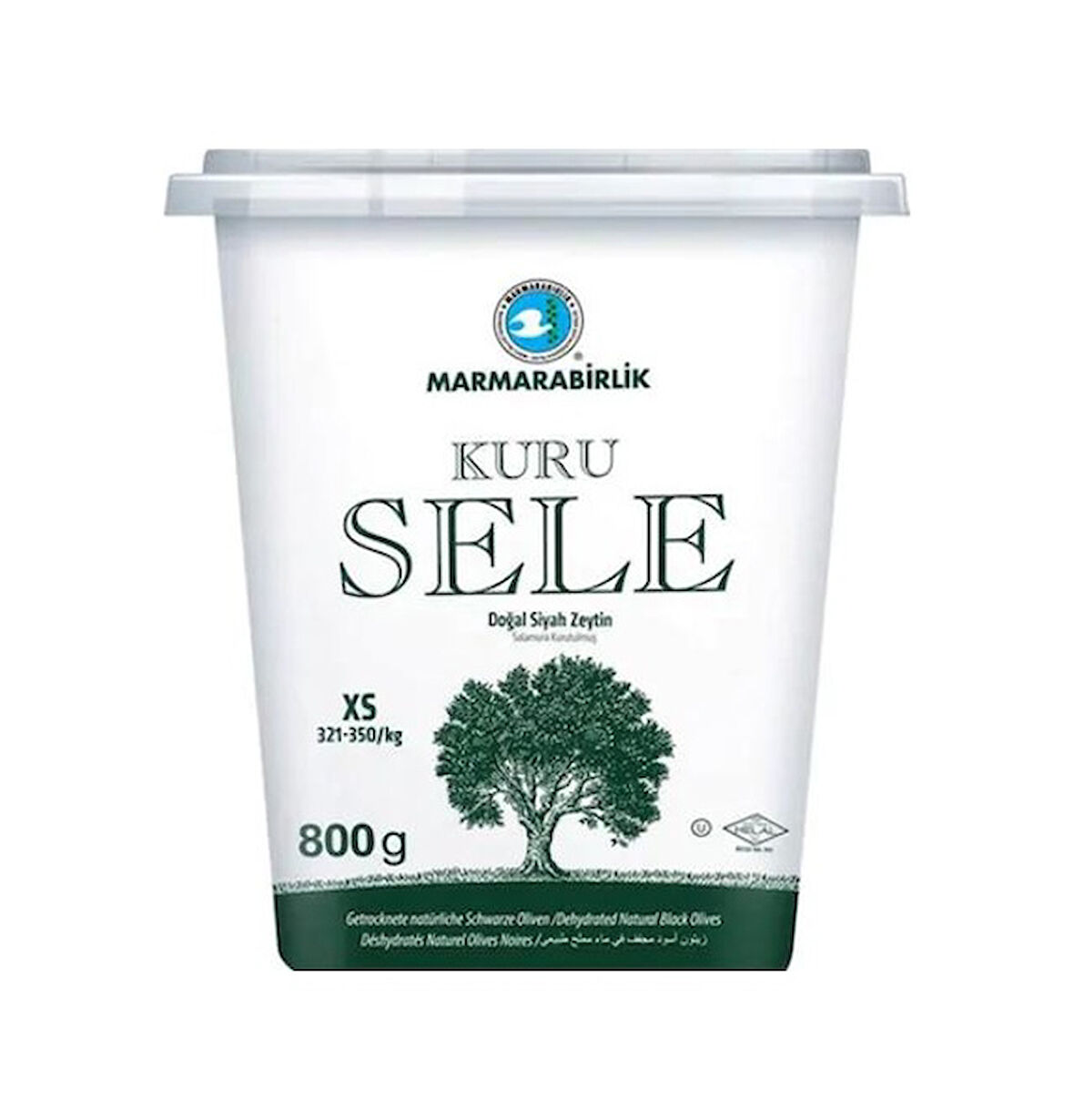 Marmarabirlik Kuru Sele 321-350 KB XS Siyah Zeytin Kutu 3 x 800 G