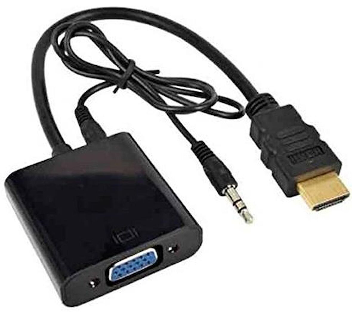 Hdmi To Vga Ses Destekli Monitör Dönüştürücü Kablo Çevirici Adaptör