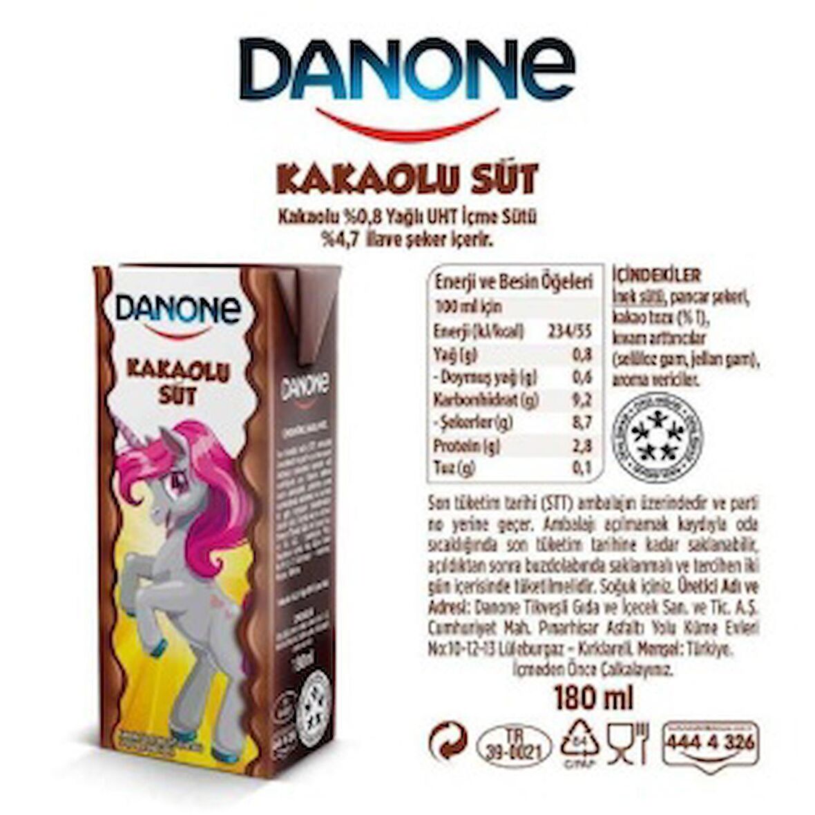 Dante Pony Çikolatalı Tam Yağlı 180 ml 27'li Süt