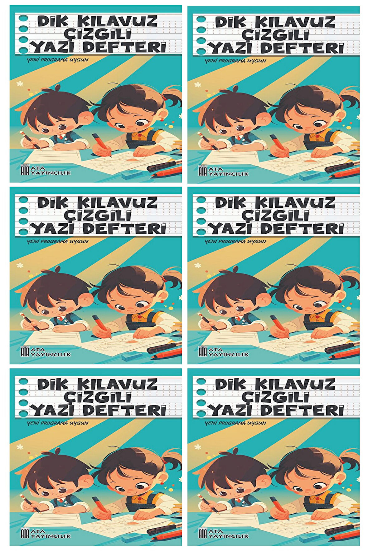 1. Sınıf Yeni Müfredata Uygun Dik Kılavuz Çizgili Yazı Defteri Orta Boy (6 Adet)