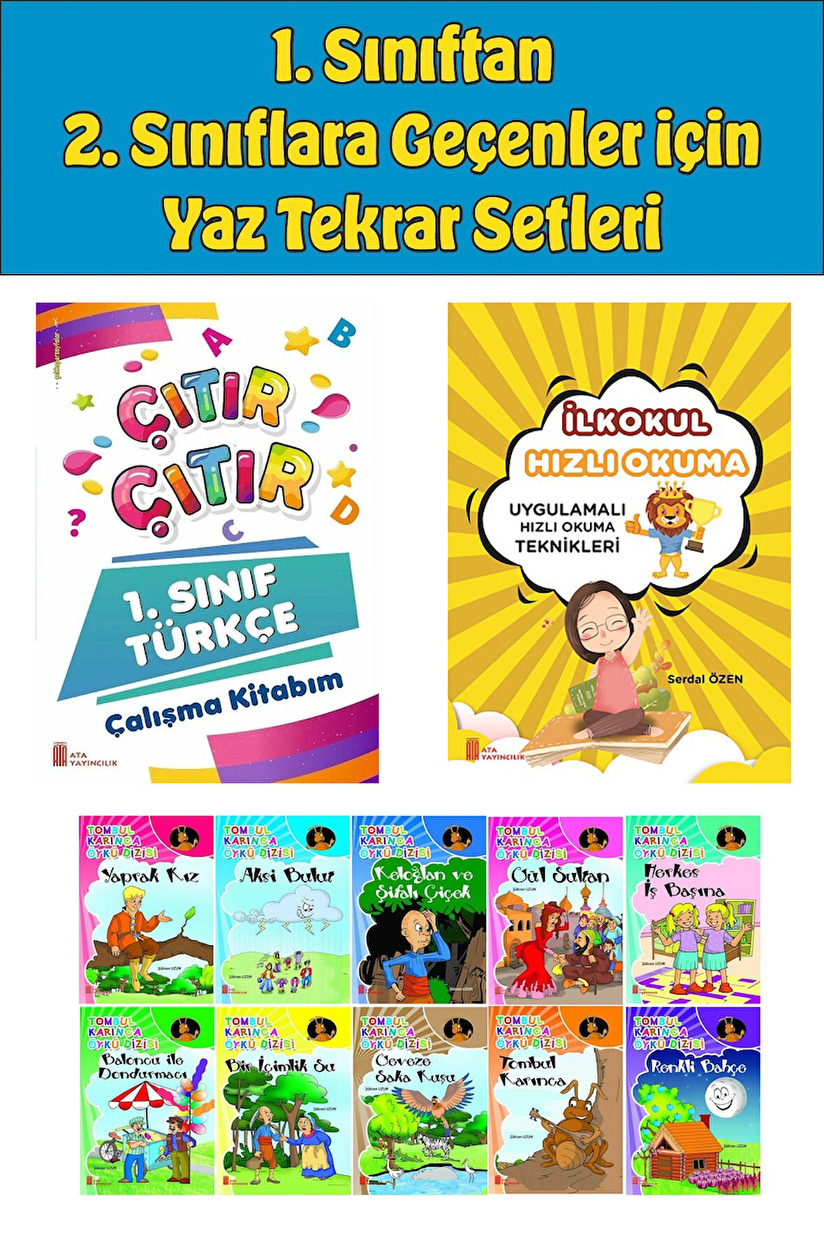 1.Sınıftan 2.Sınıfa Geçenler İçin  Hızlı Okuma ile Çıtır Türkçe Çalışma Kitabım+10 lu Hikaye Seti 2
