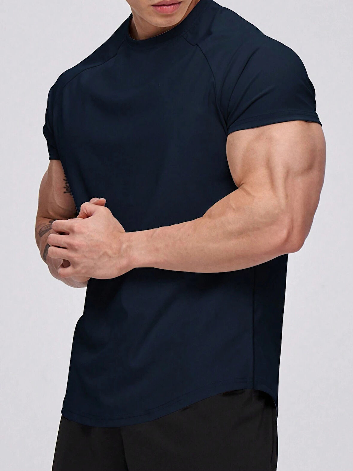 Erkek Spor Tişört Running Sports Gym Reglan Oval Kesim Penye T-shirt OVALT-SHİRT