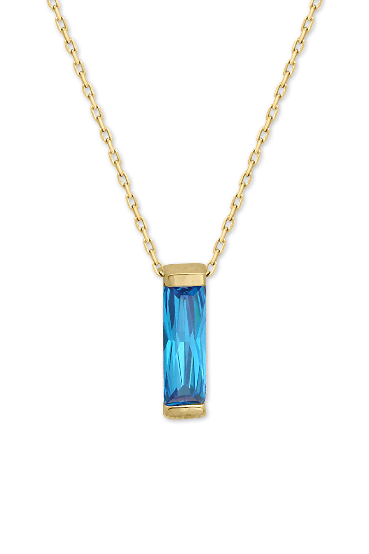 Sarı Altın Aqua Taşlı Altın Çubuk Kolye