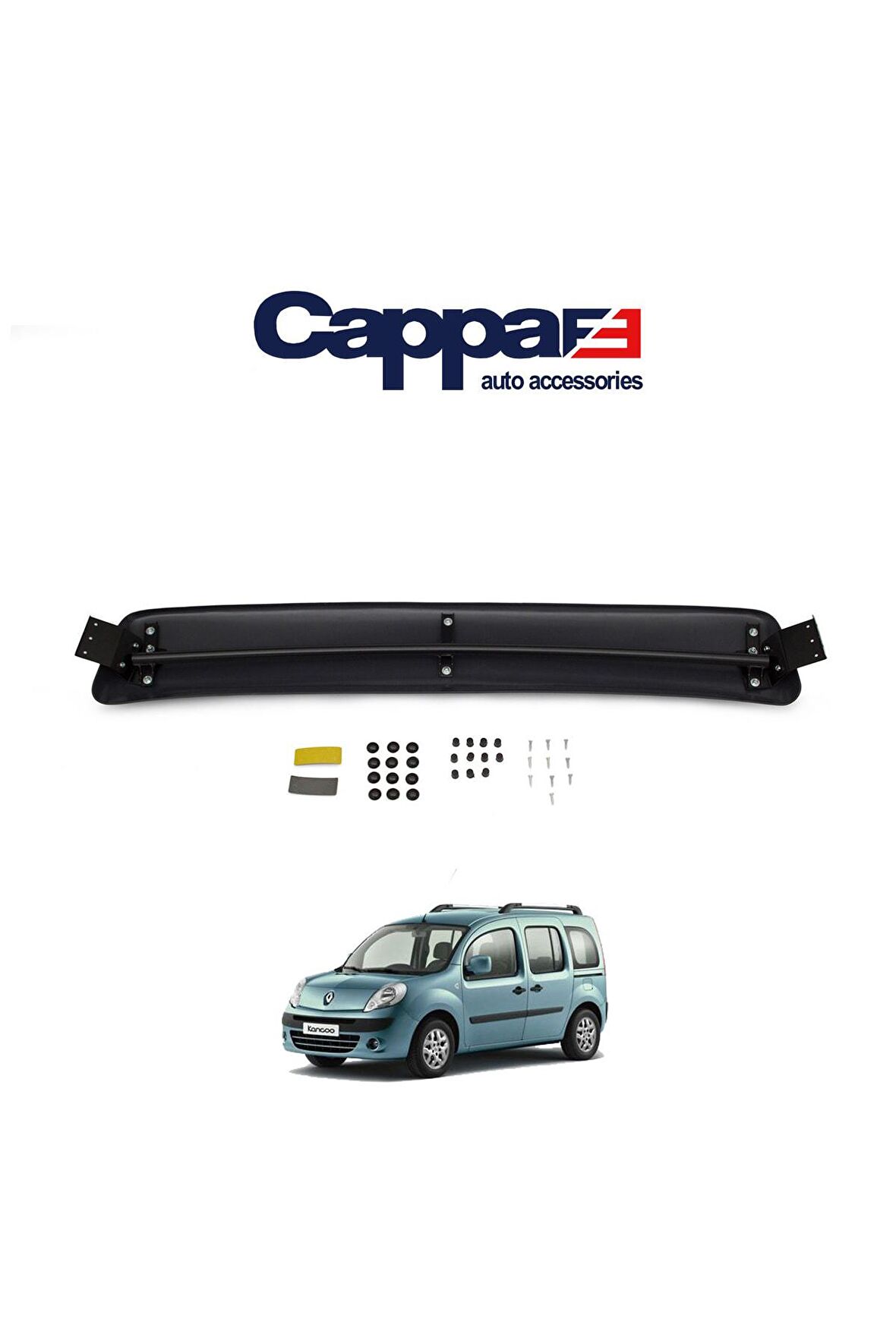 Renault Kangoo Ön Cam Güneşliği Siperlik Akrilik Vizör Şapka Terek Piano Black 2008-2013