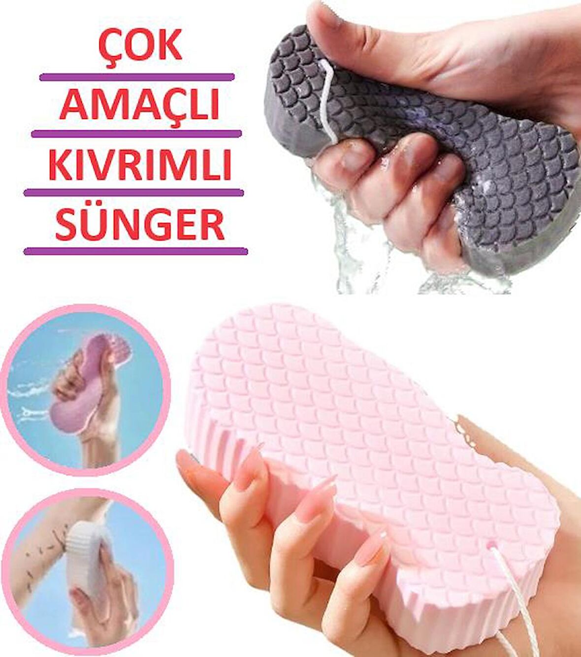 Sünger Çok Amaçlı Sihirli Peeling Süngeri Bebek Banyo Süngeri Duş Lifi Kıvrımlı Sünger Yumuşak Lif