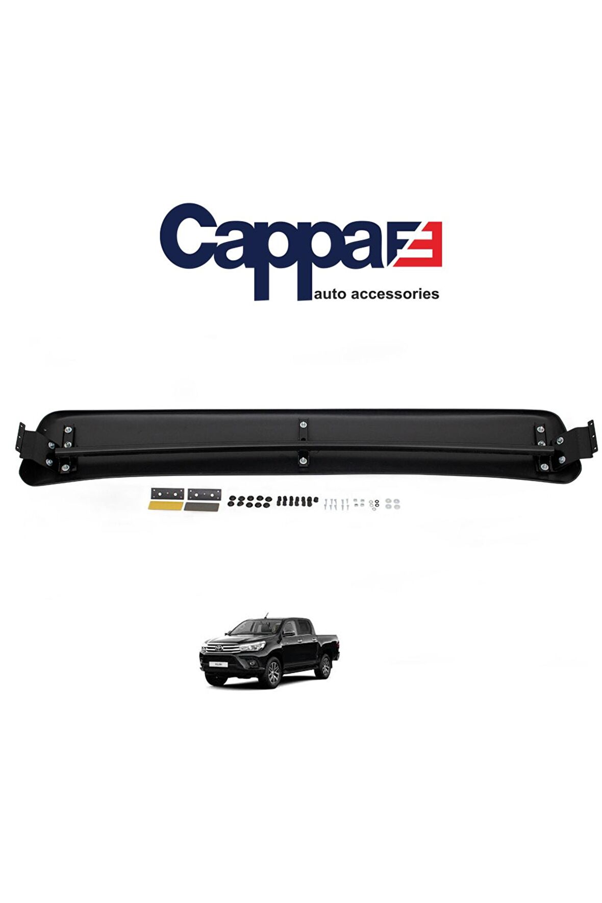 Toyota Hilux Ön Cam Güneşliği Siperlik Akrilik Vizör Şapka Terek (ABS) Piano Black 2012-2015
