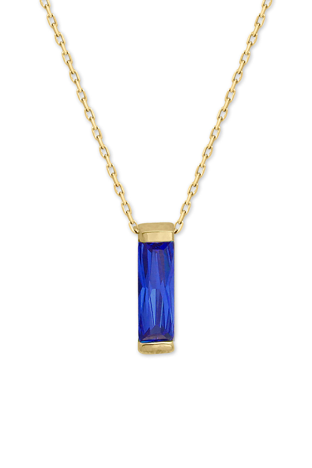 Sarı Altın Lacivert Taşlı Altın Çubuk Kolye