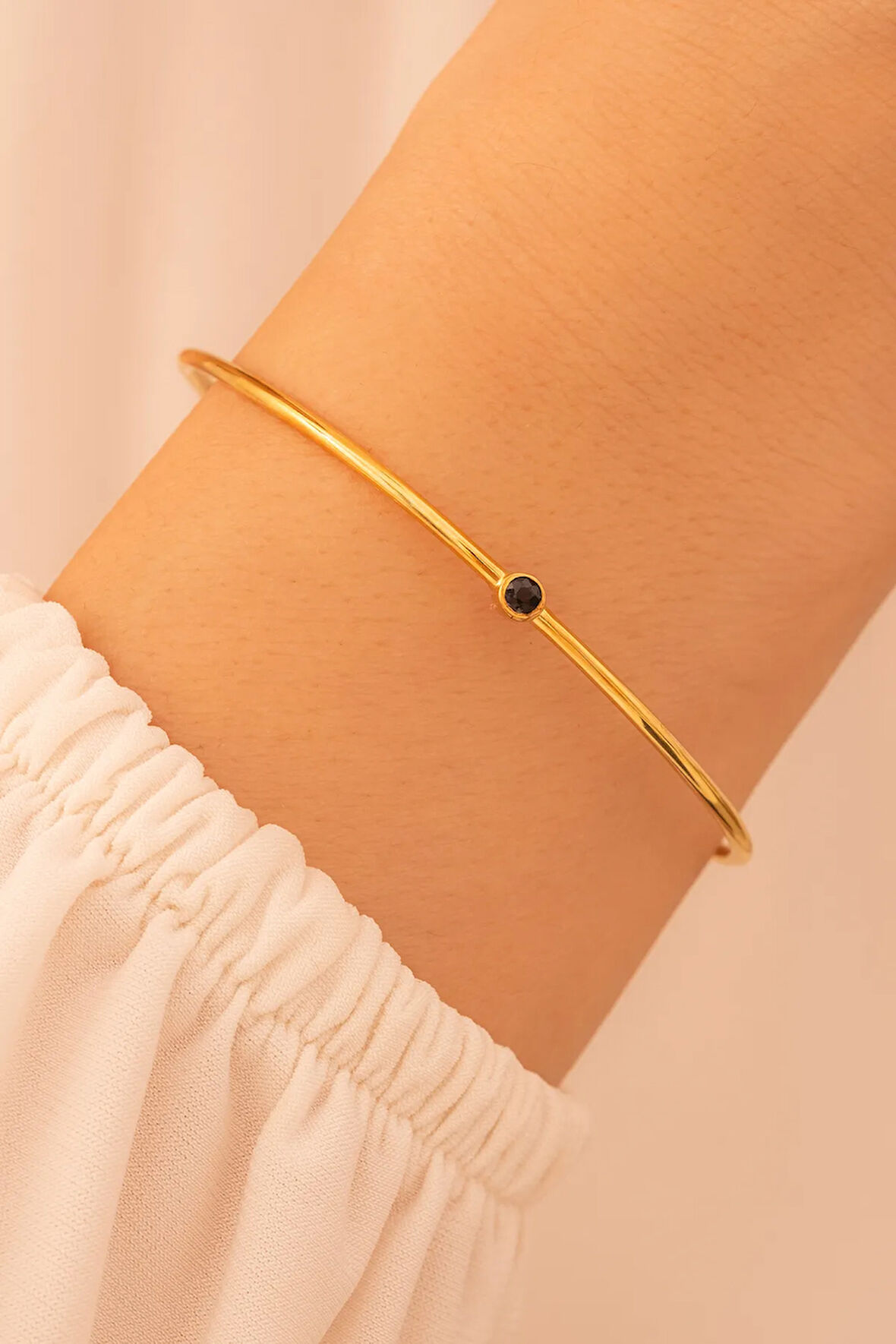 Kadın Gümüş Bileklik - El Yapımı Altın Kaplama Hakiki Safir Taşlı Zarif Kadın Kelepçe