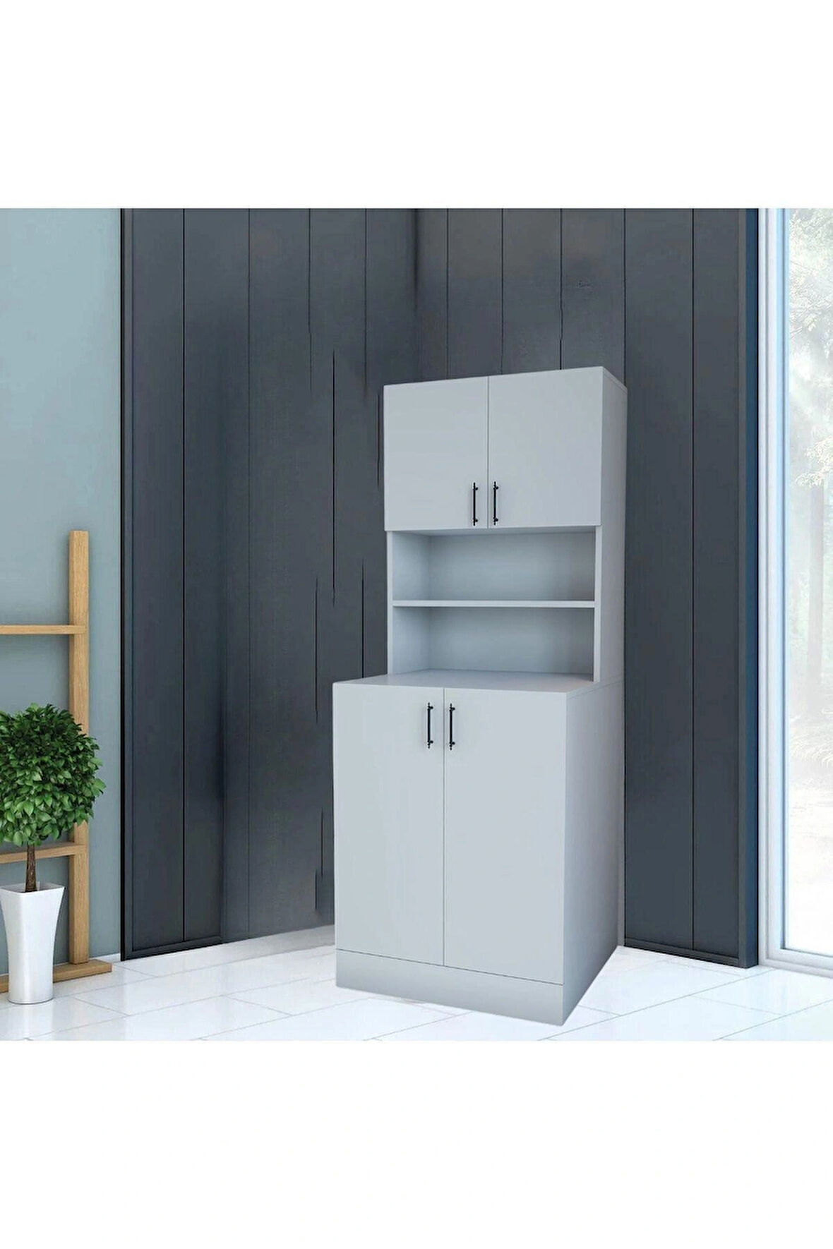 MODA ÇAMAŞIR MAKİNESİ DOLABI, KURUTMA MAKİNESİ DOLABI KAPAKLI BANYO DOLABI - BEYAZ